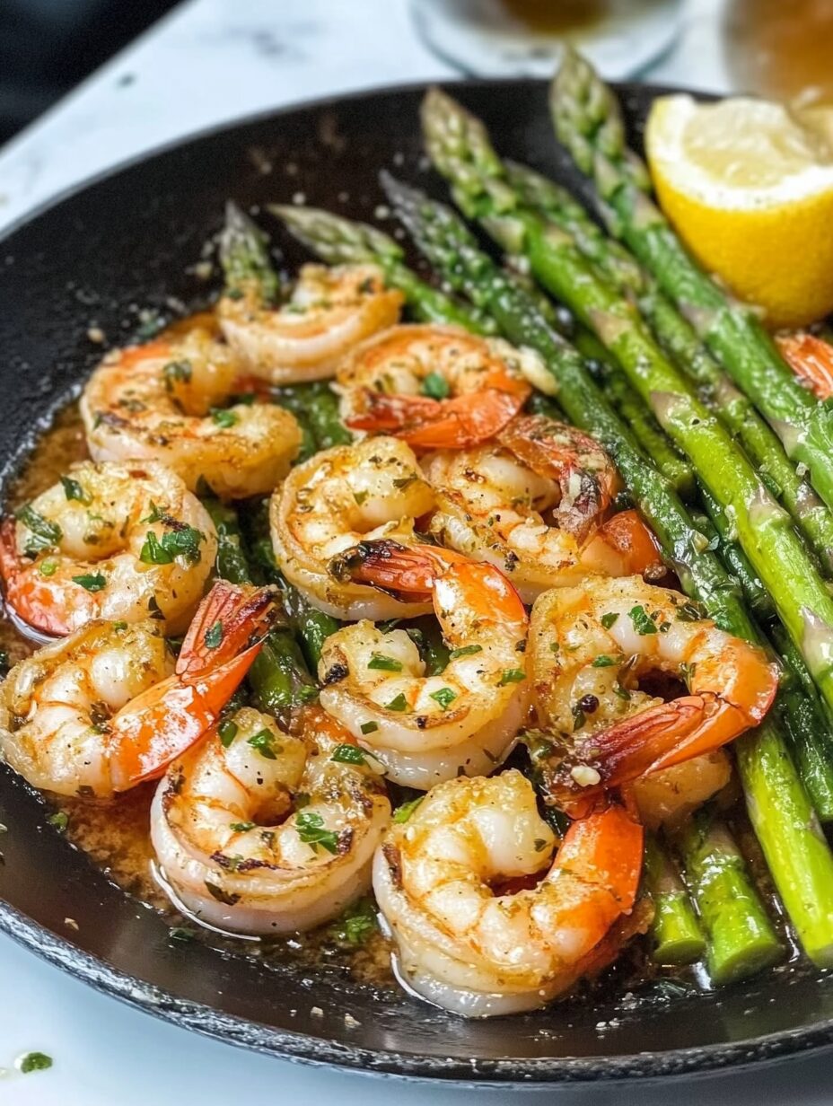Lemon Garlic Butter Shrimp with Asparagus