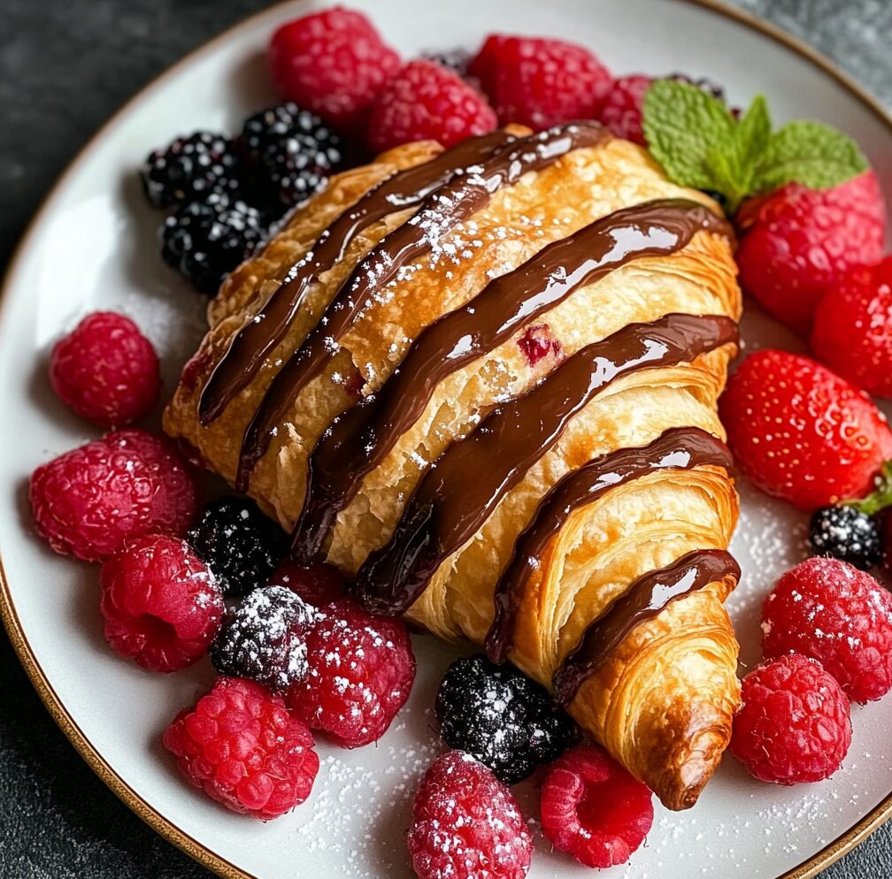 Flat Croissant with Nutella and Berries