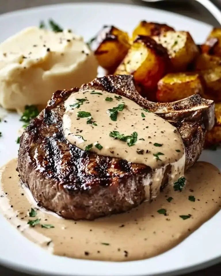 Steak with Bourbon Garlic Cream Sauce - recipes by flora