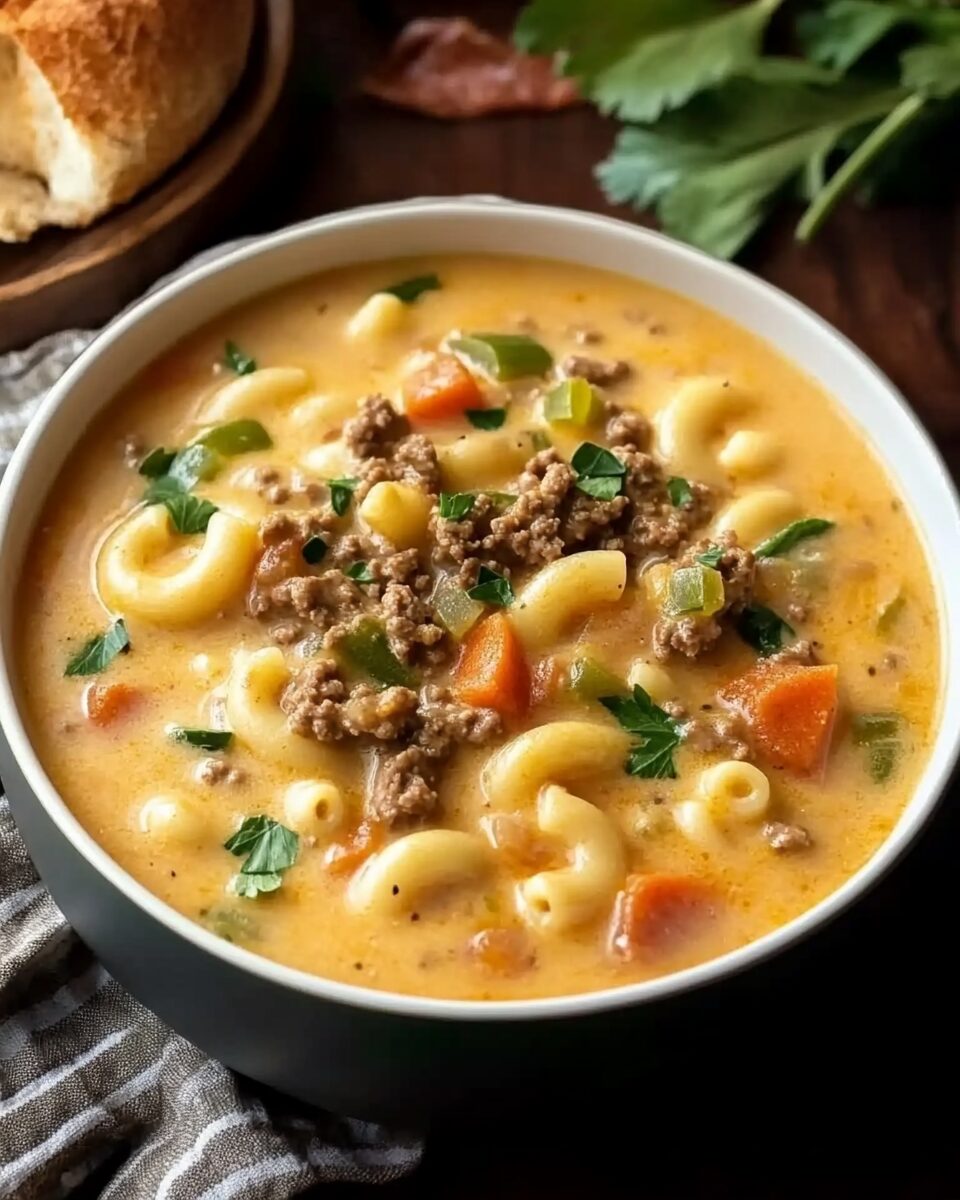 One-Pot Macaroni Cheeseburger Soup