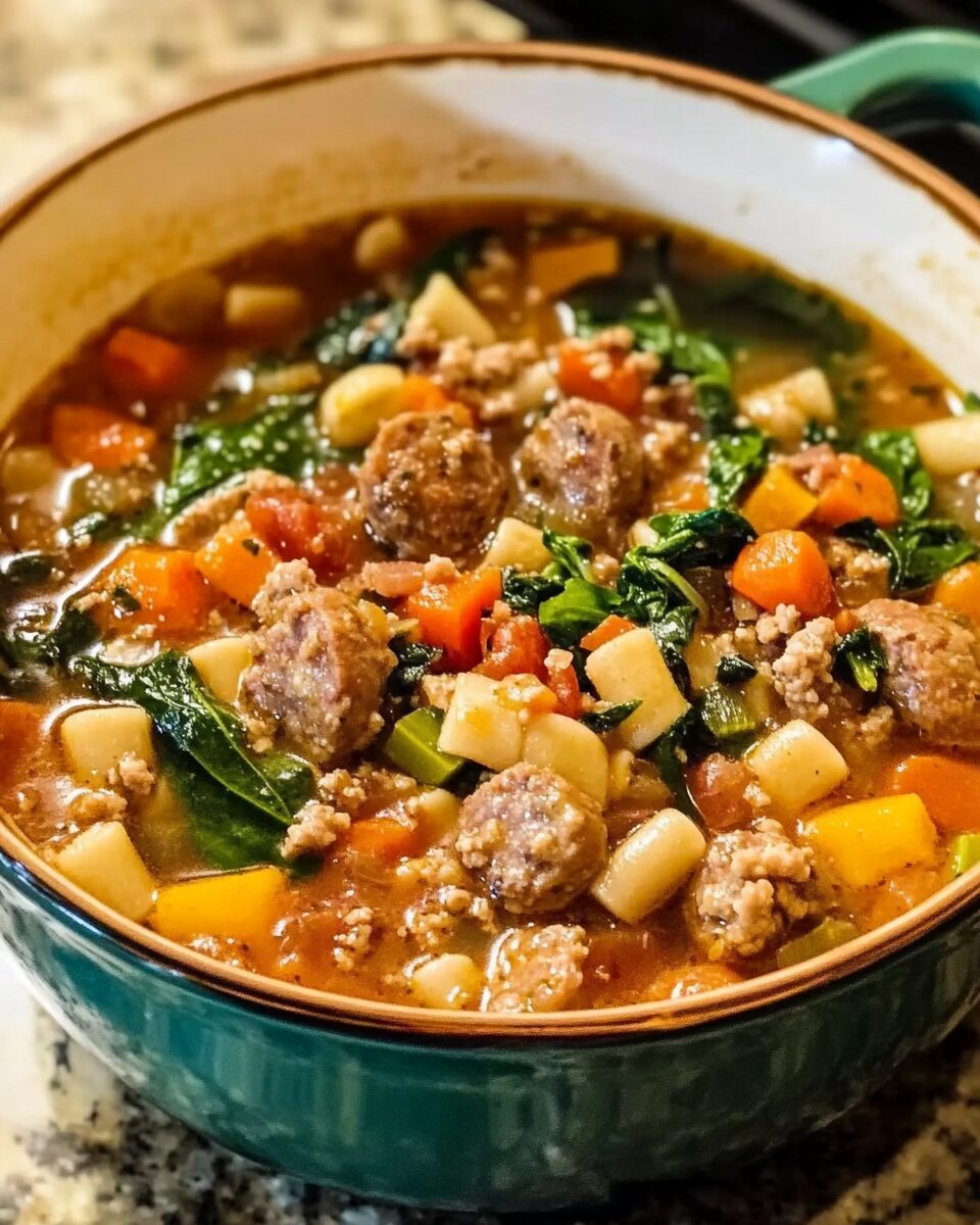 Easy Italian Sausage Soup with Spinach
