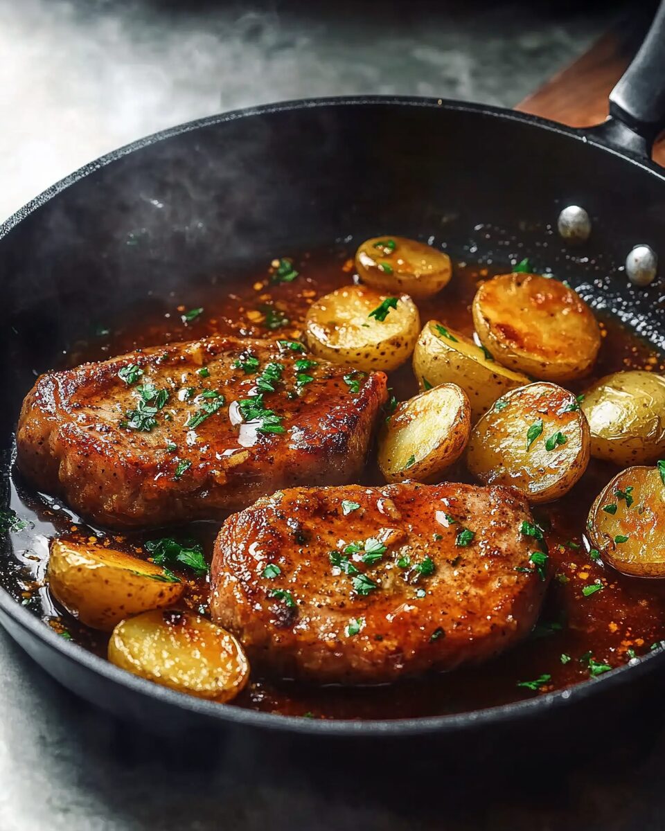 Honey Mustard Pork Chops and Potatoes