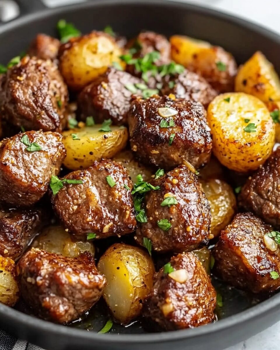 Garlic Butter Steak Bites and Potatoes