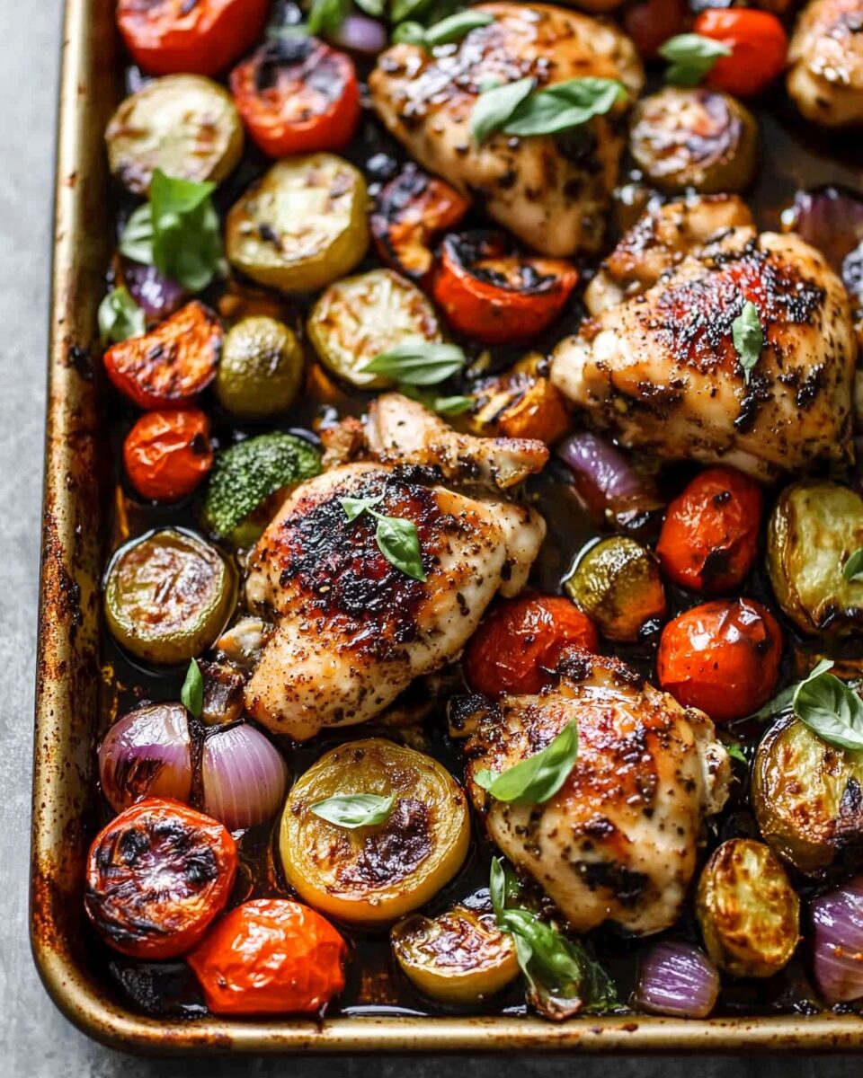 Sheet Pan Balsamic Chicken Veggie Bake