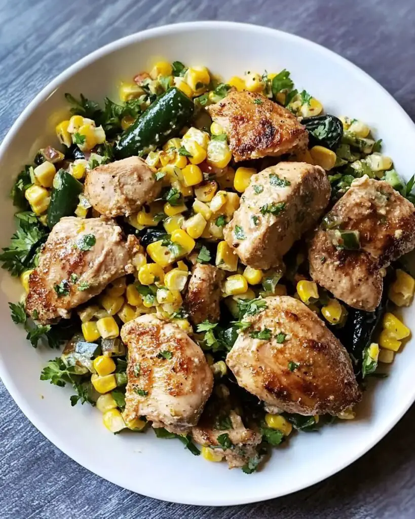 Lime Chicken with Corn and Poblano Salad