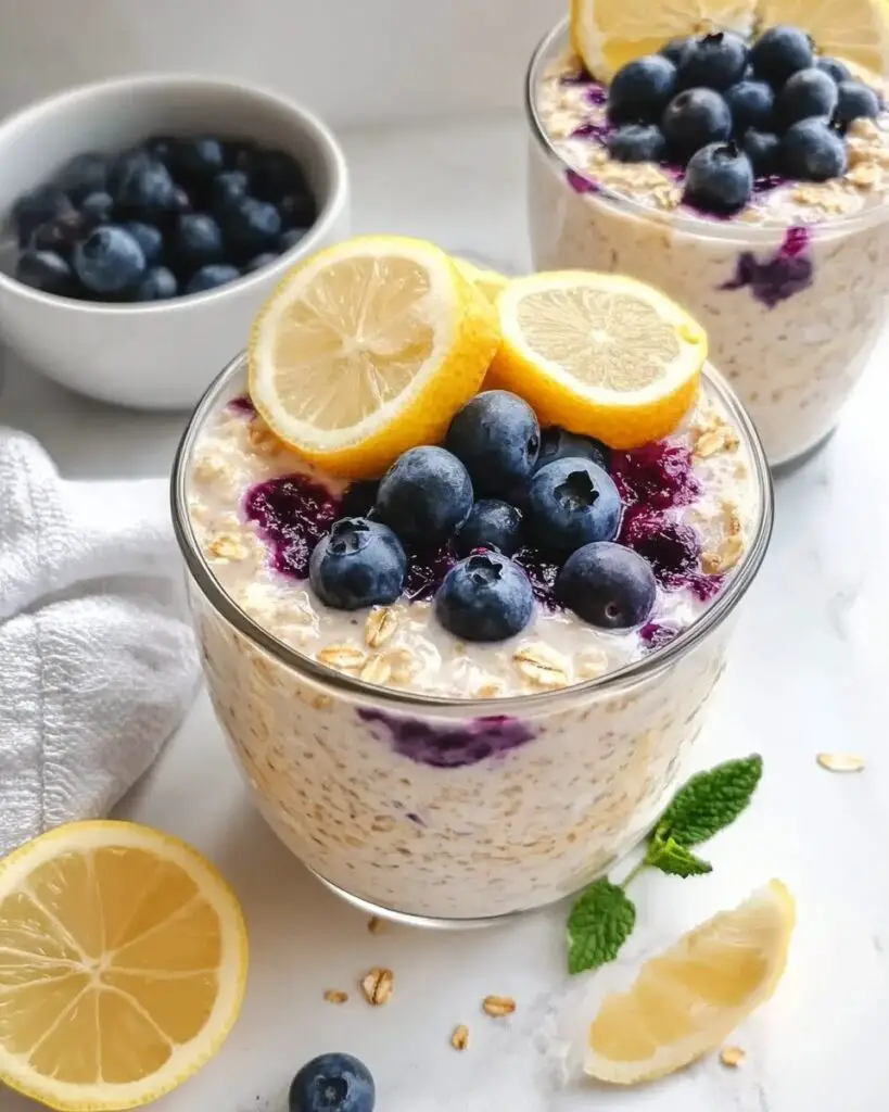 High-Protein Lemon Blueberry Overnight Oats