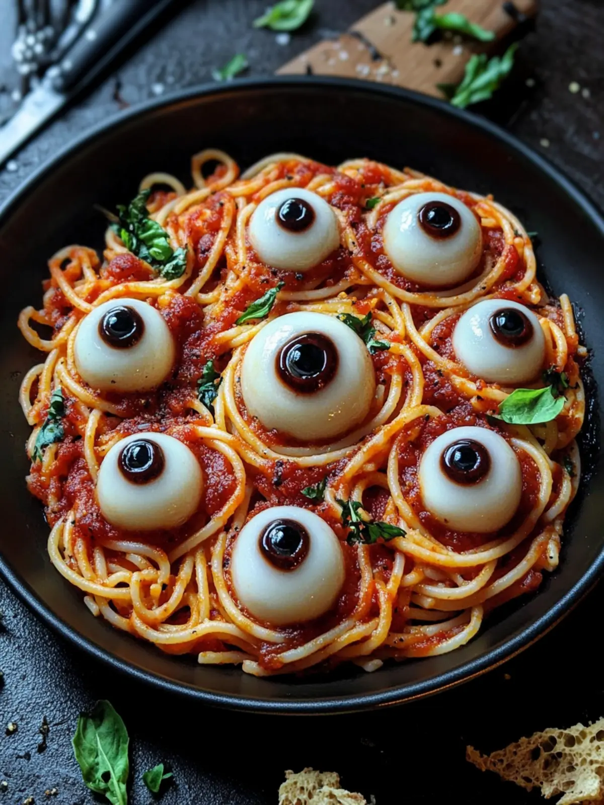 Spooky Spaghetti Eyeballs Dinner