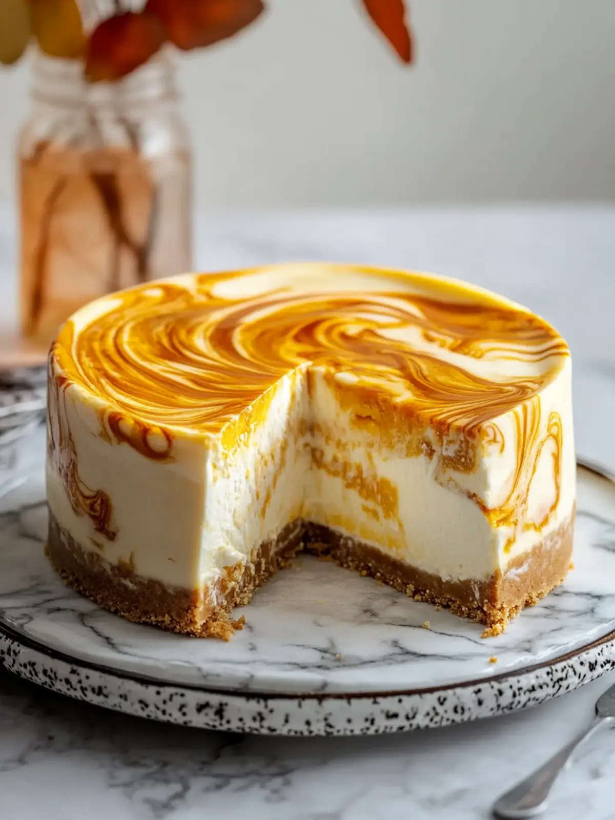 Cheesecake with Pumpkin Swirl