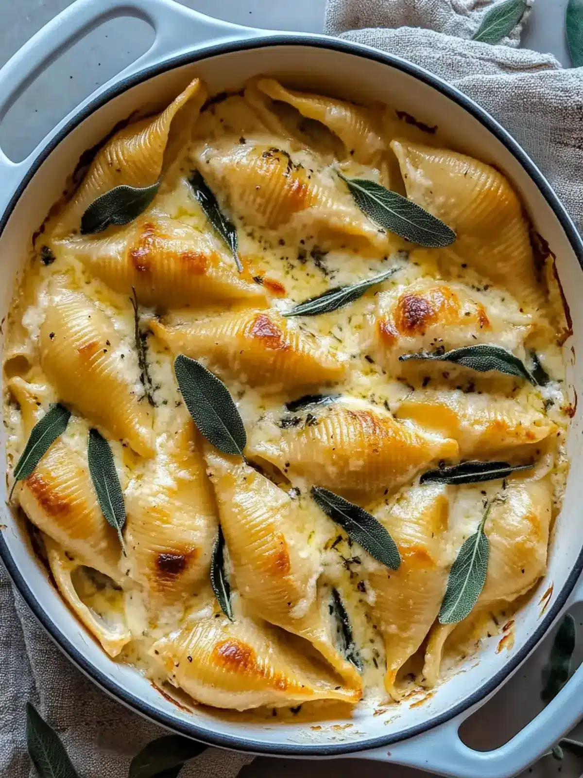 Pumpkin & Gouda Stuffed Shells With Brown Butter & Sage Alfredo Sauce