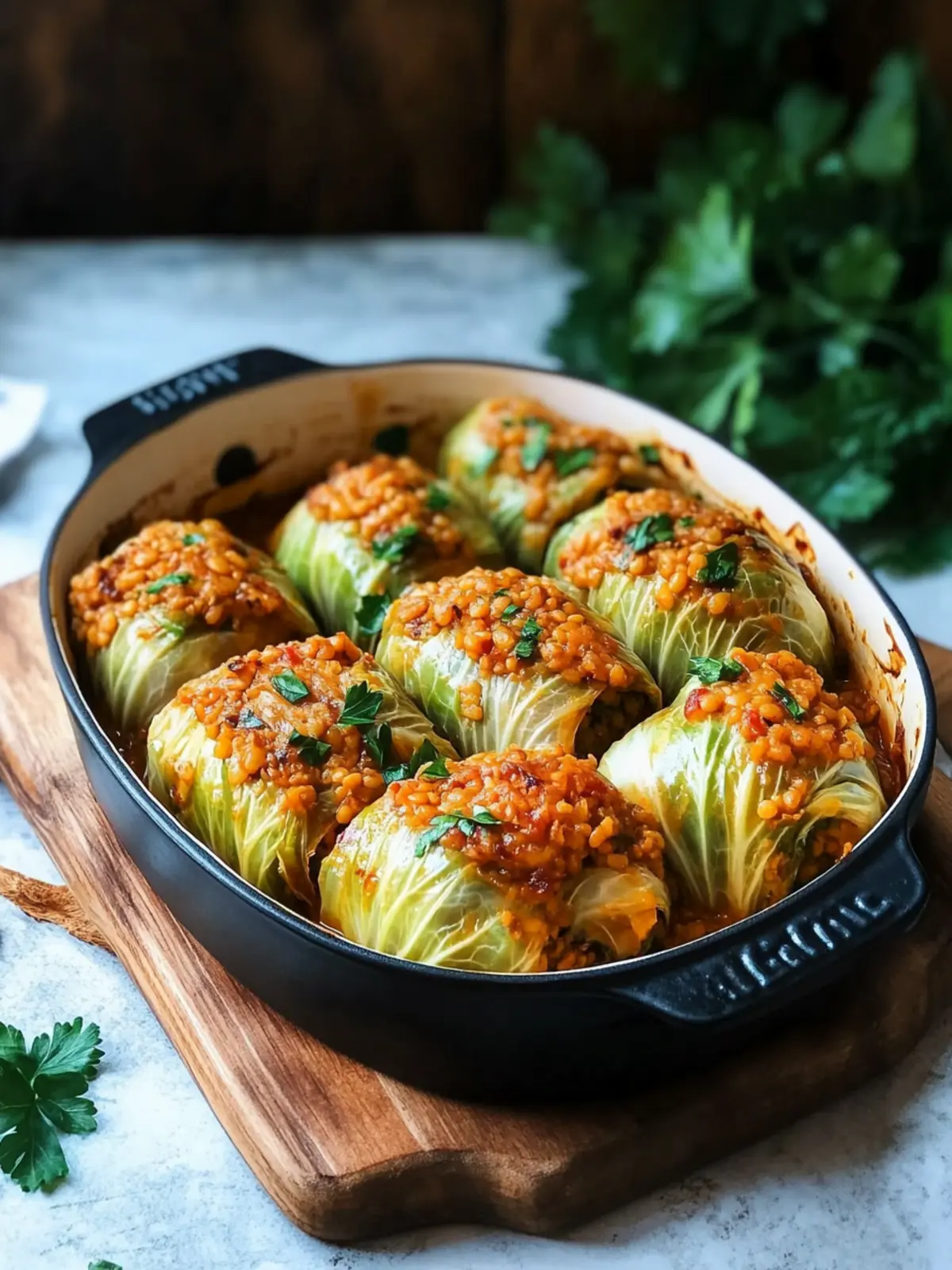 Lentil and Rice Stuffed Cabbage Roll