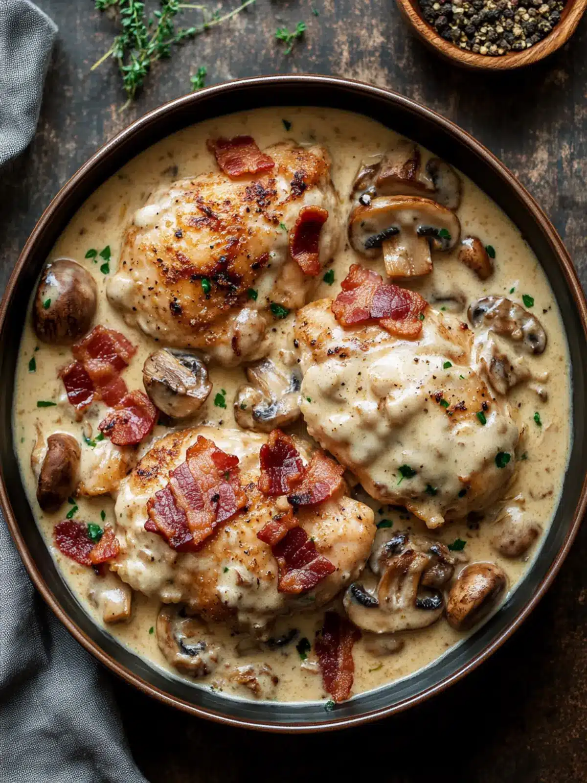 Creamy Mushroom Chicken with Bacon