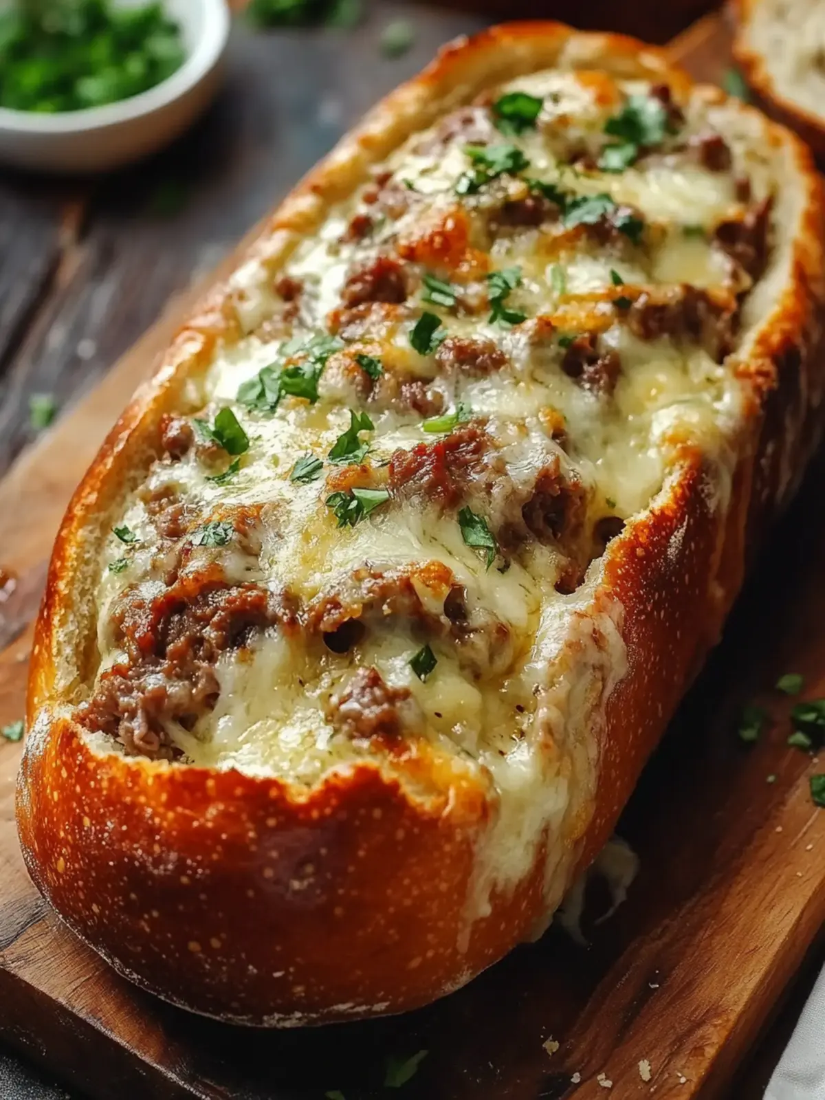 Cheesesteak-Stuffed Garlic Bread Loaf