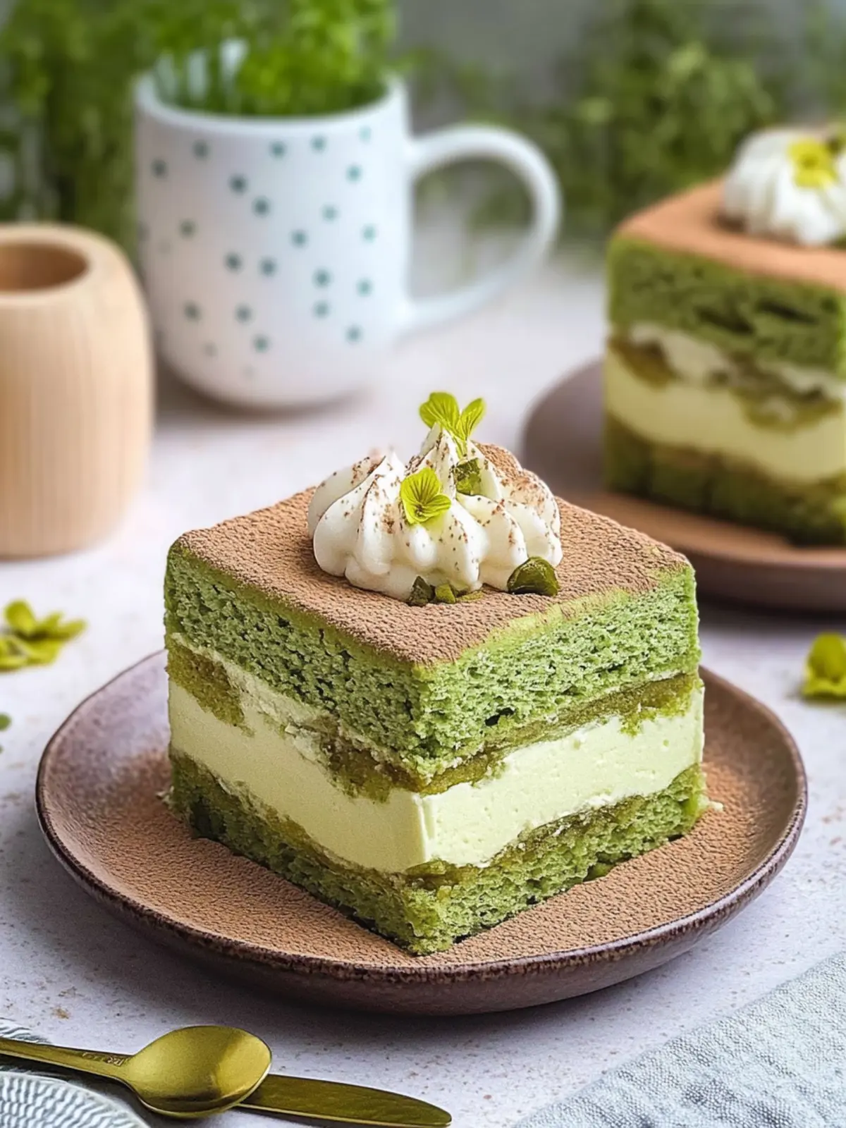 Eggless Matcha Tiramisu