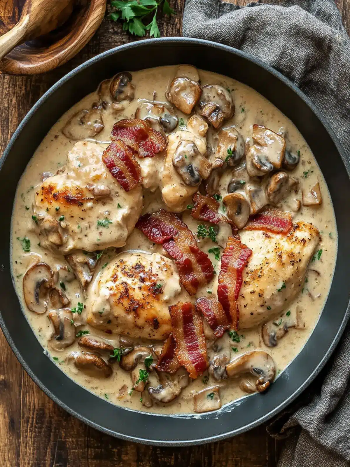 Creamy Mushroom Chicken with Bacon