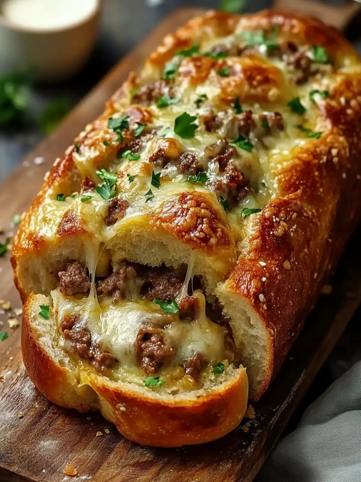 Cheesesteak-Stuffed Garlic Bread Loaf