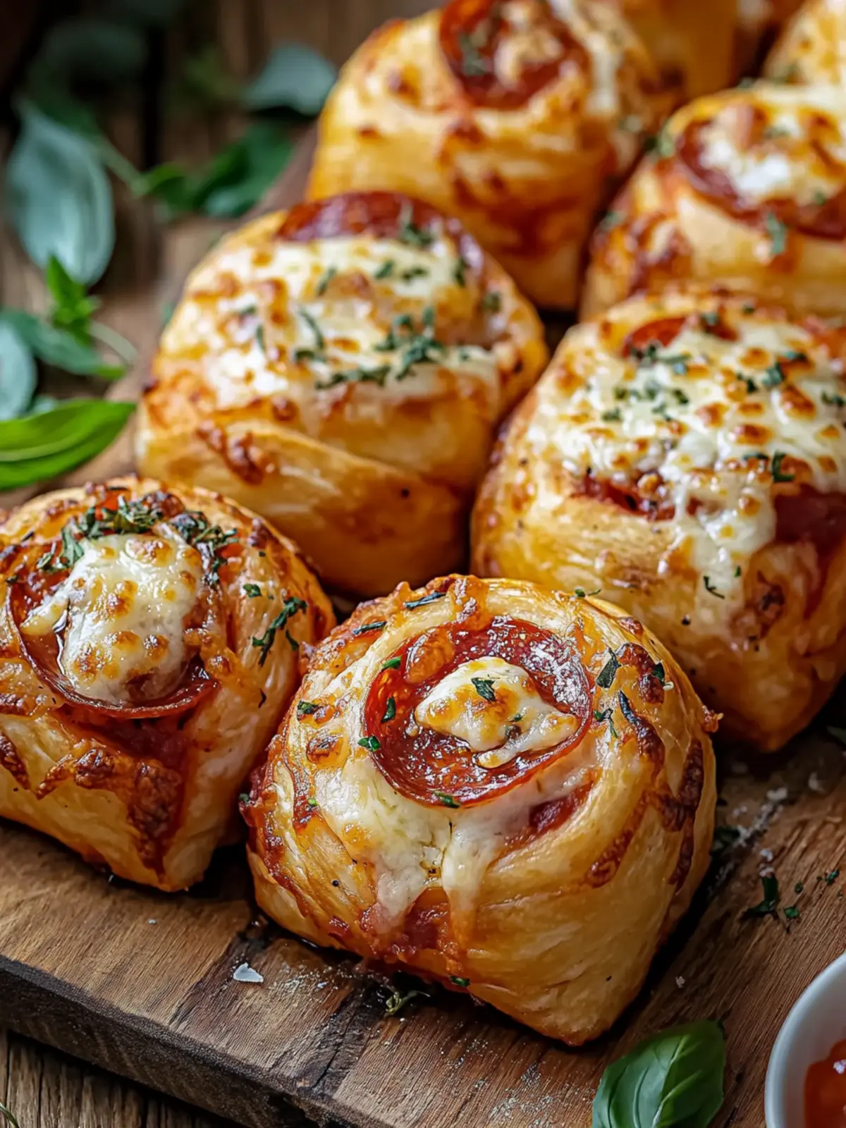 Flaky Pepperoni Pizza Rolls with Mozzarella and Herbs