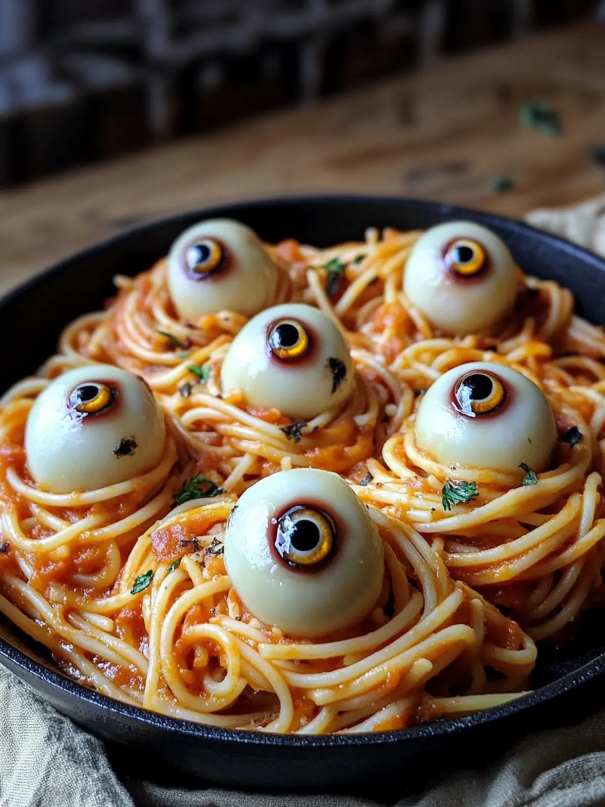 Spooky Spaghetti Eyeballs Dinner