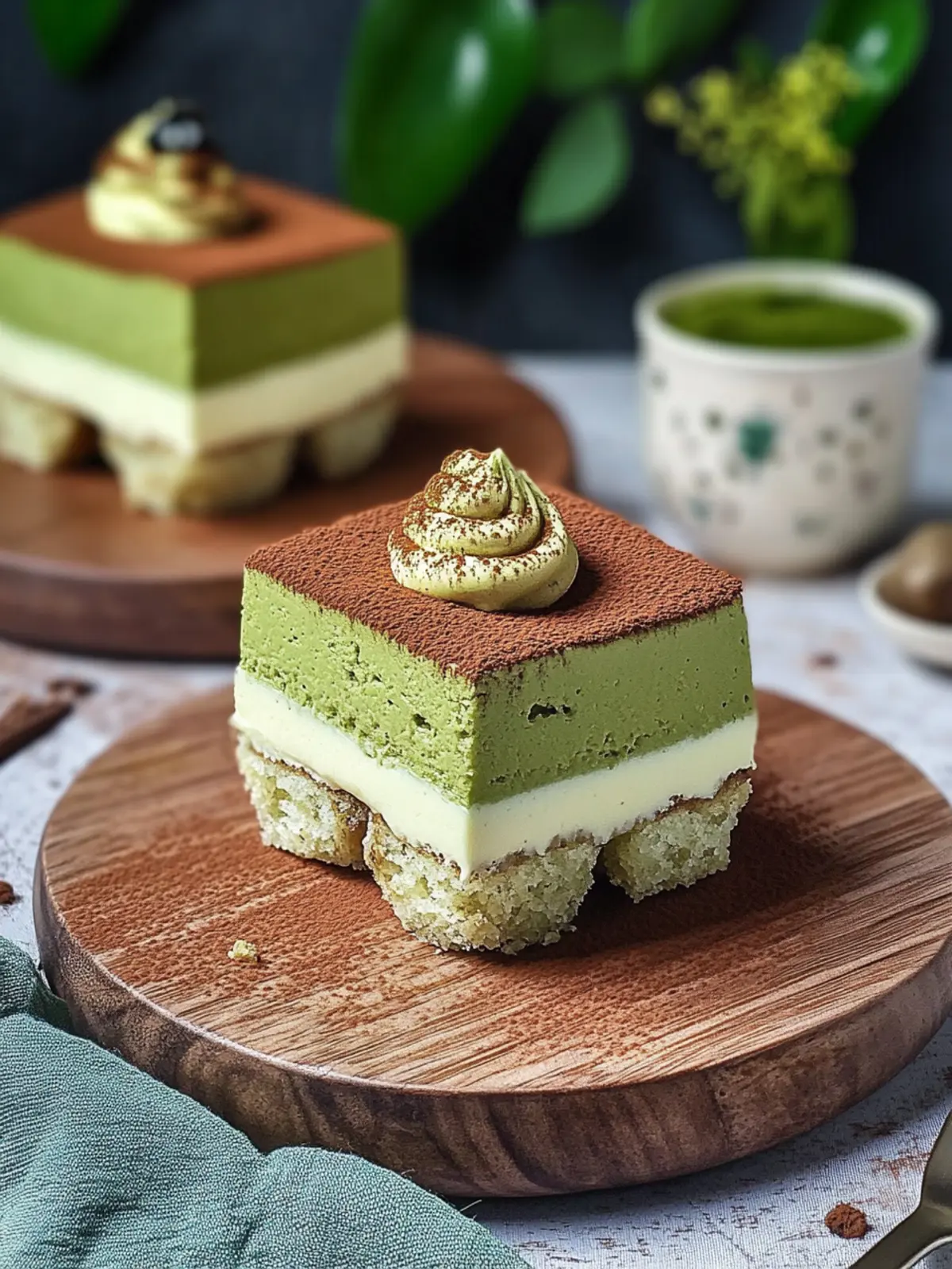 Eggless Matcha Tiramisu