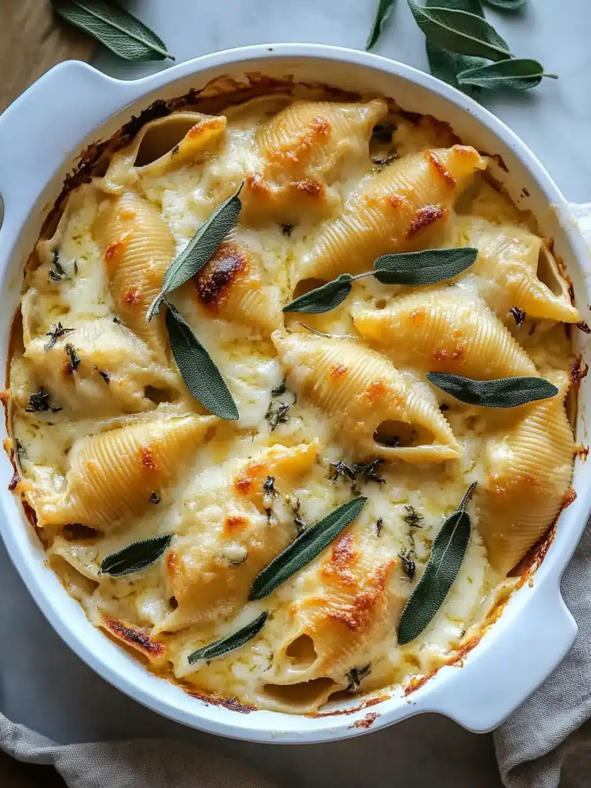 Pumpkin & Gouda Stuffed Shells With Brown Butter & Sage Alfredo Sauce