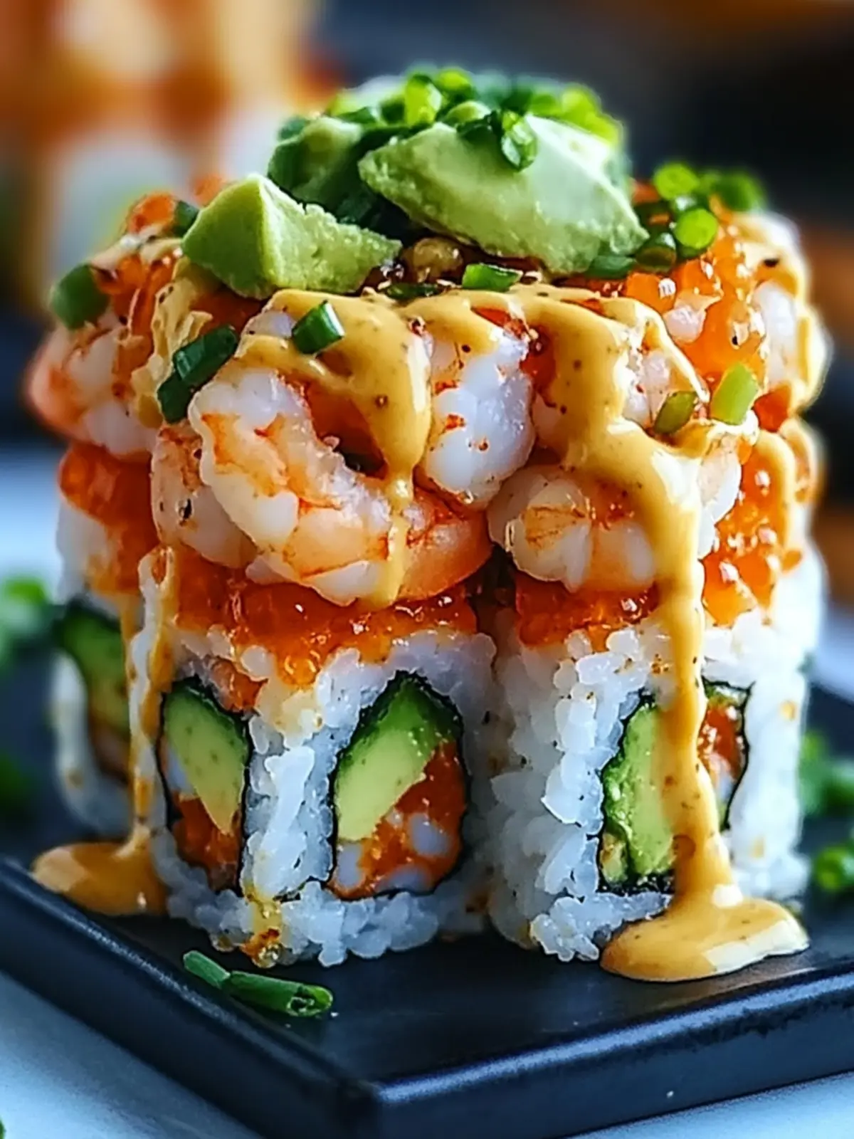 Spicy Shrimp Sushi Stacks