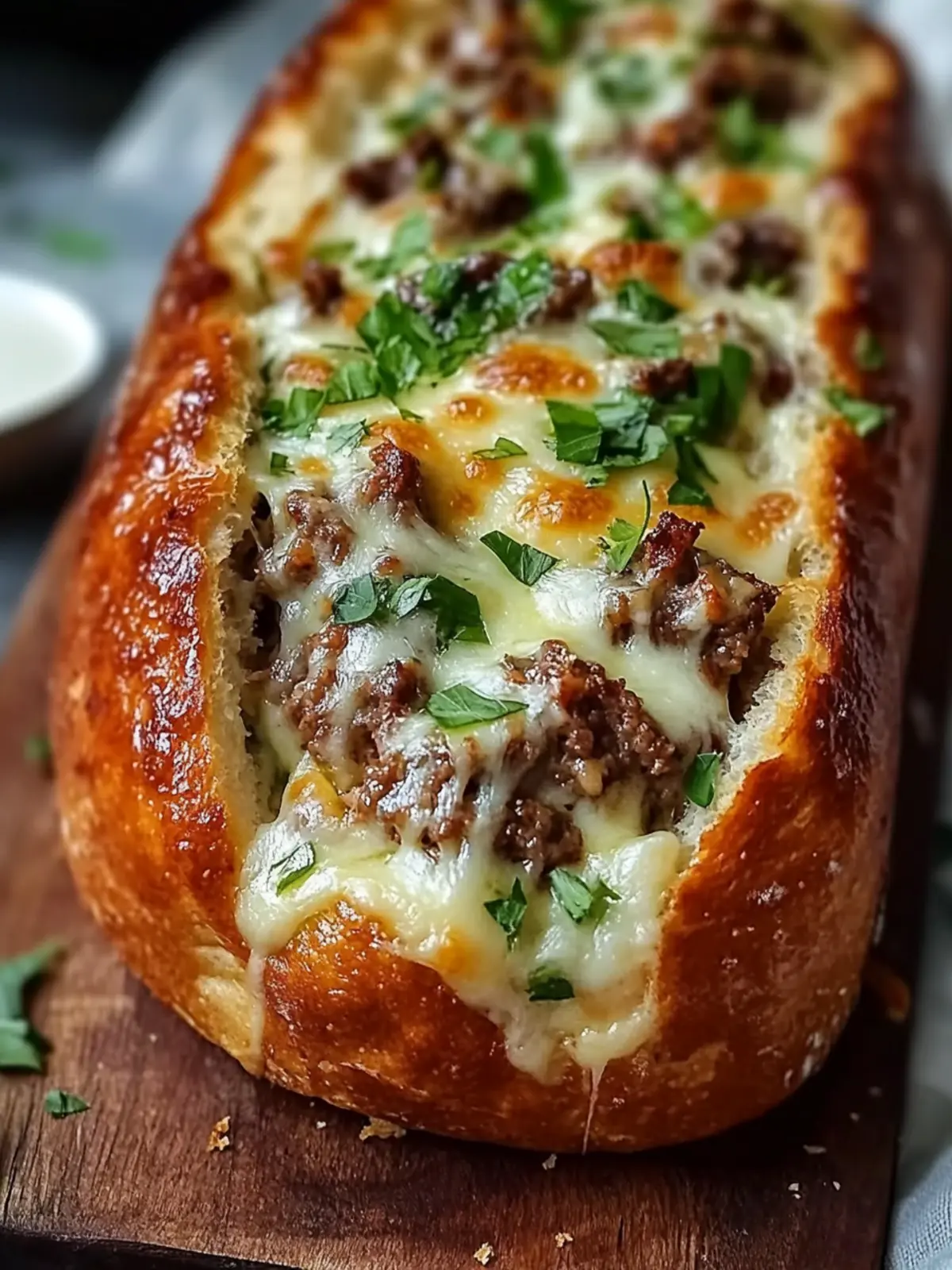 Cheesesteak-Stuffed Garlic Bread Loaf