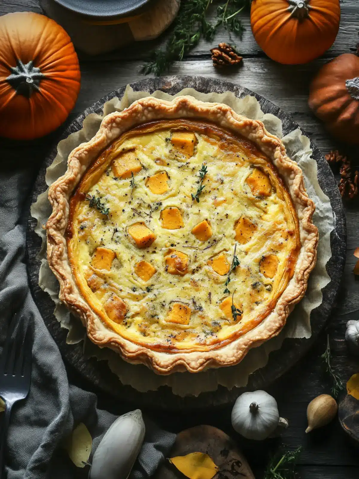 Savory Roasted Pumpkin Quiche with Gorgonzola Bliss 2 Roasted Pumpkin Quiche