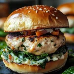 White Cheddar and Spinach Chicken Burgers