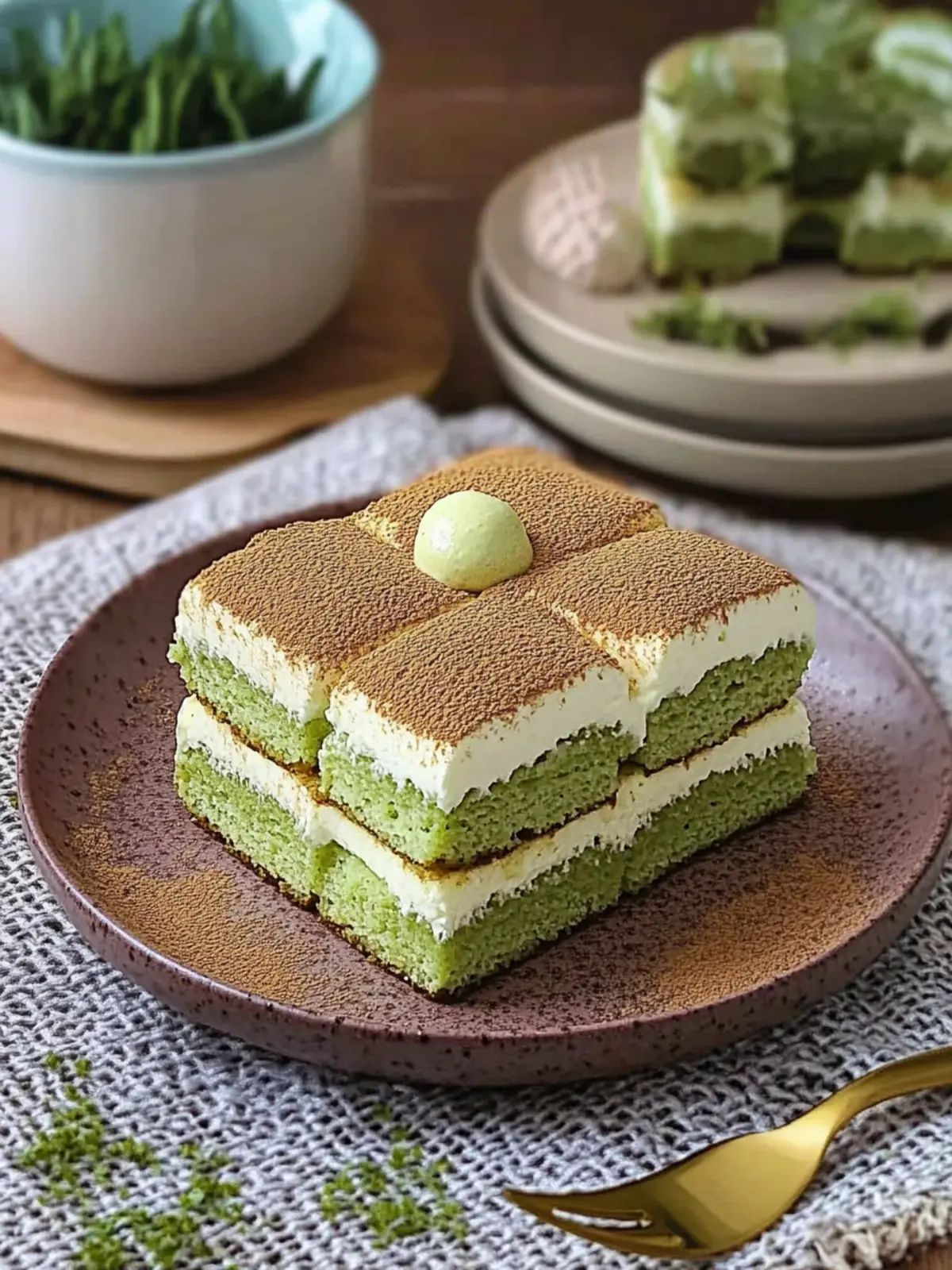 Eggless Matcha Tiramisu