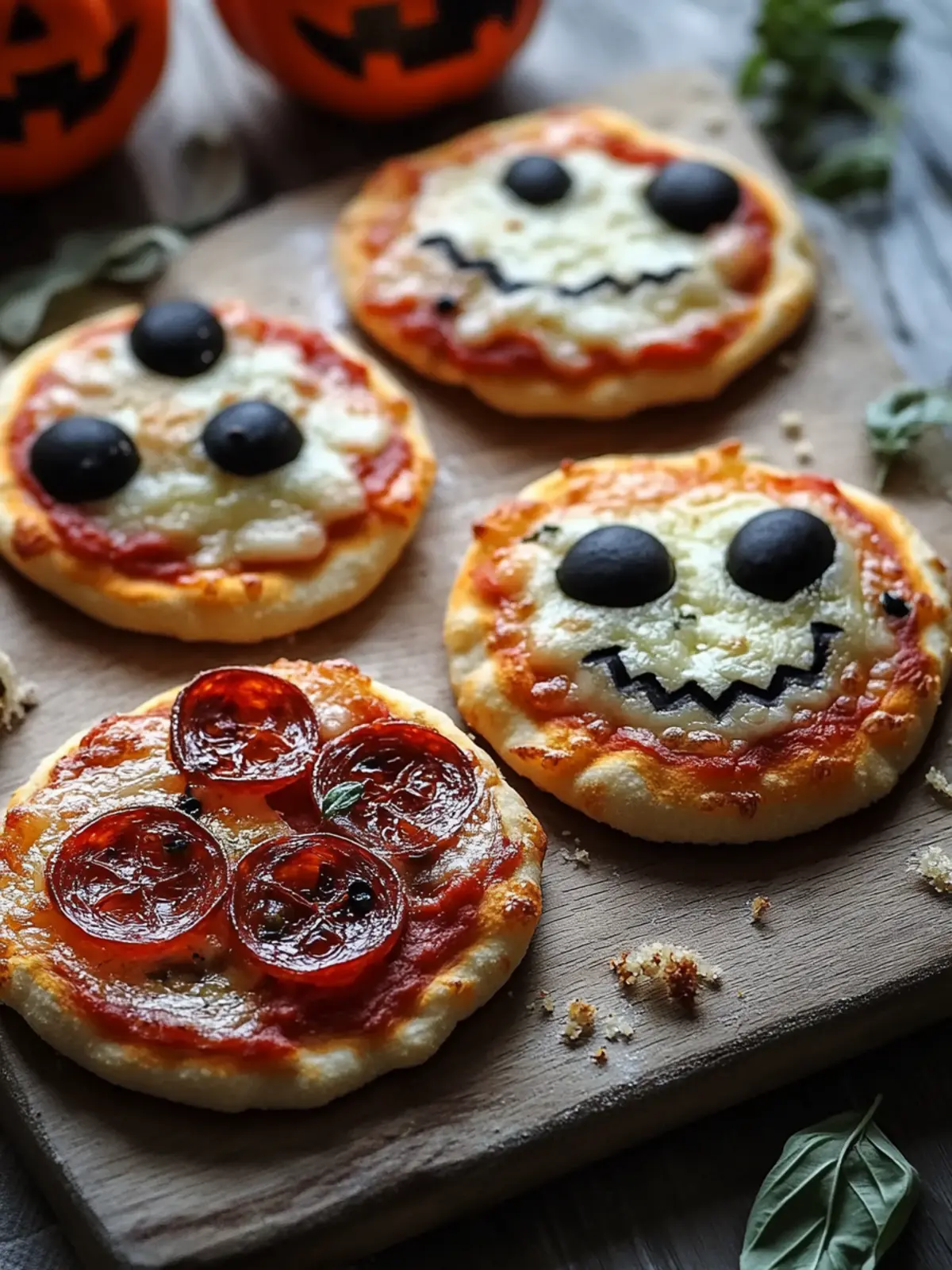 DIY Mini Halloween Pizzas