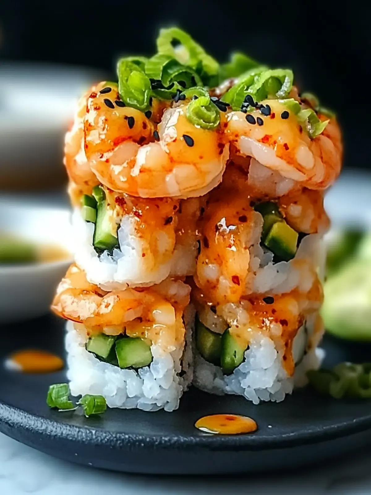Spicy Shrimp Sushi Stacks