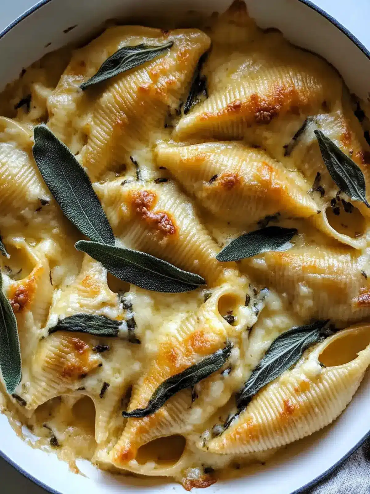 Pumpkin & Gouda Stuffed Shells With Brown Butter & Sage Alfredo Sauce