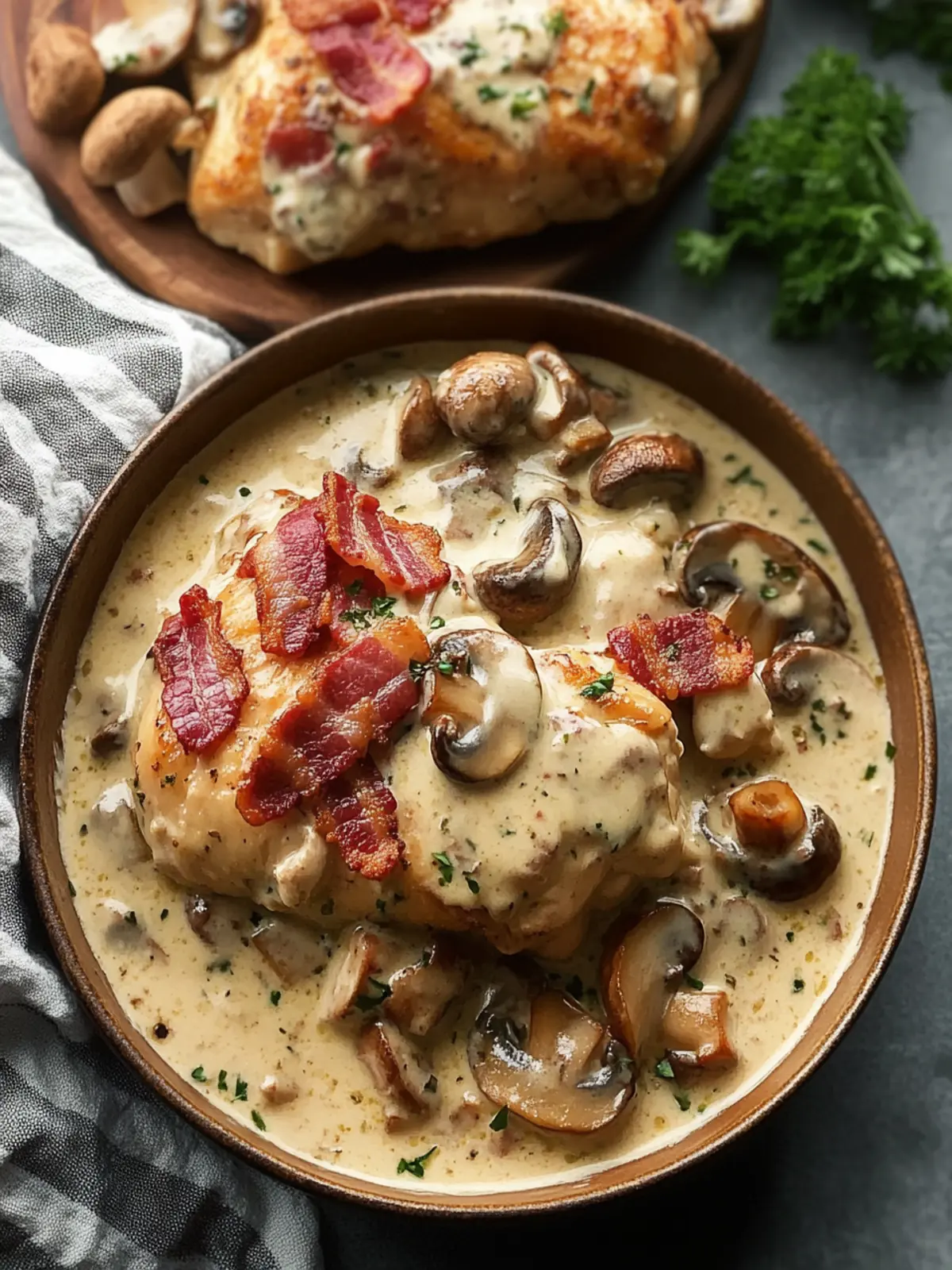 Creamy Mushroom Chicken with Bacon