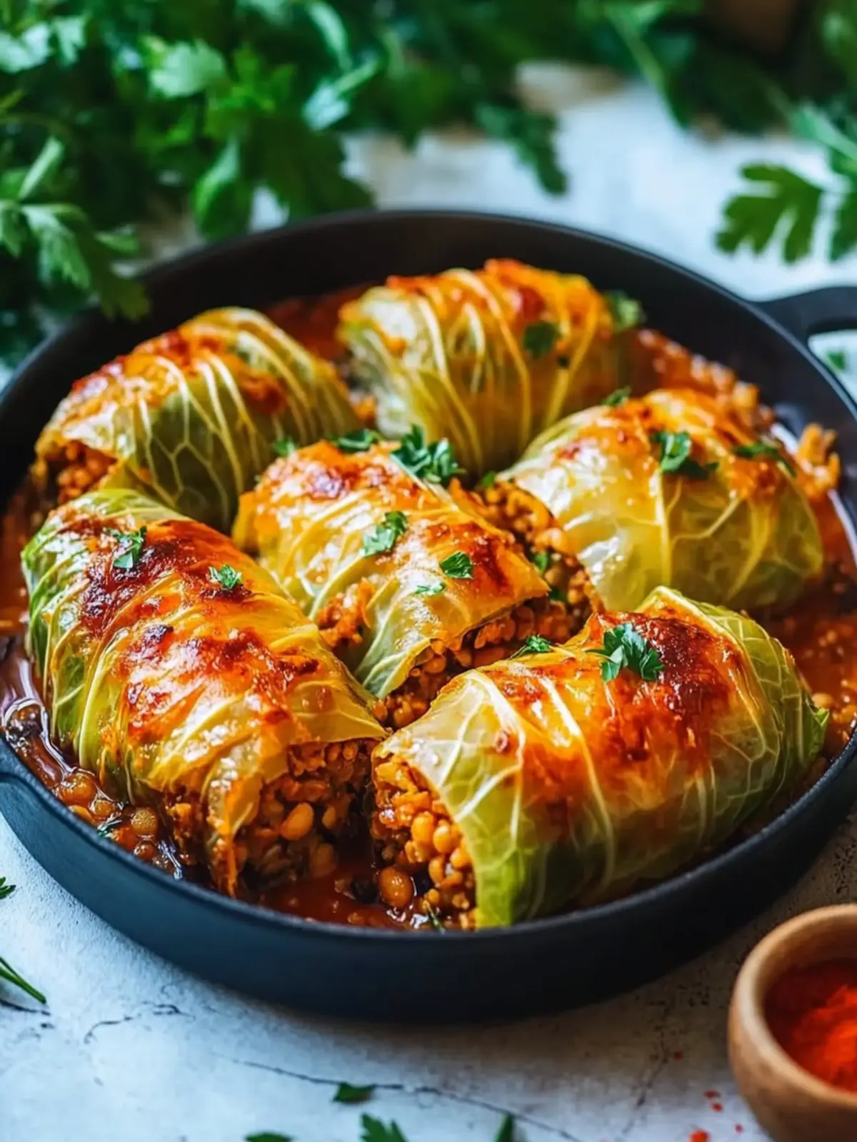 Lentil and Rice Stuffed Cabbage Roll