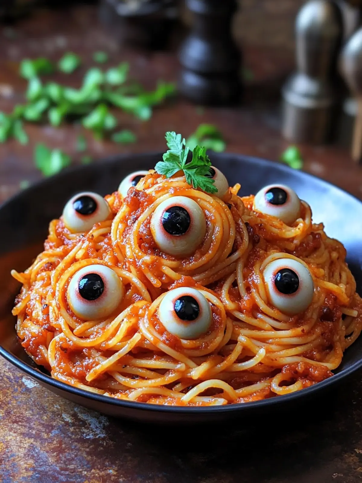 Spooky Spaghetti Eyeballs Dinner