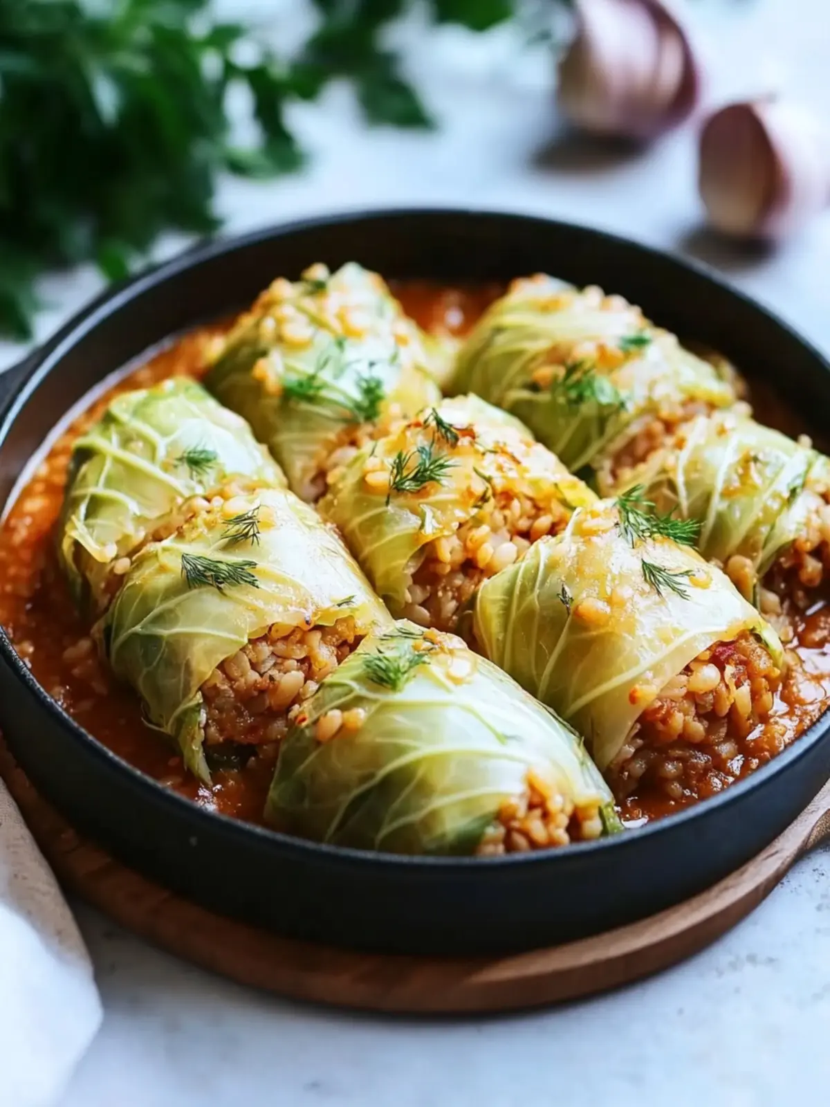 Lentil and Rice Stuffed Cabbage Roll