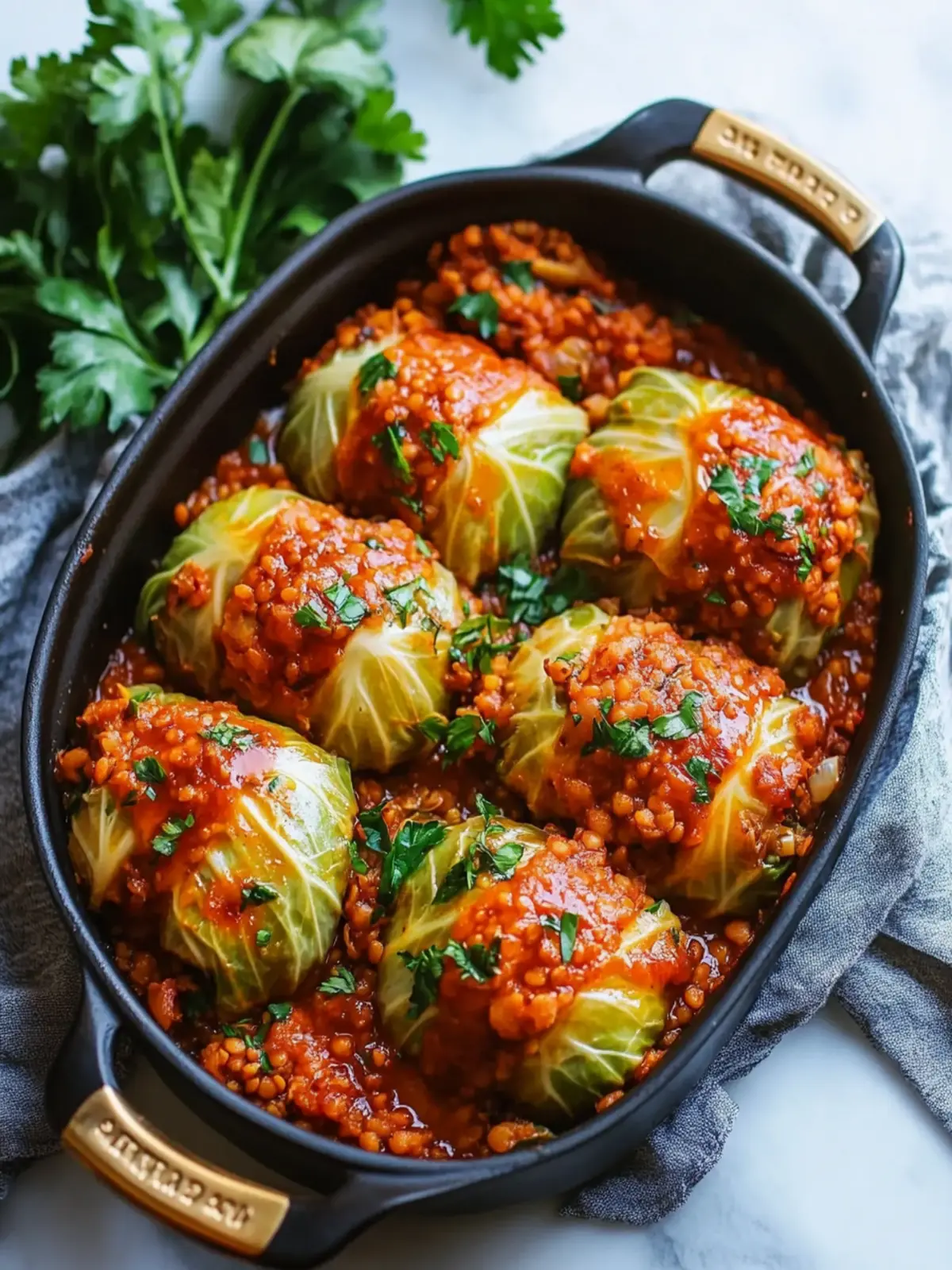 Lentil and Rice Stuffed Cabbage Roll
