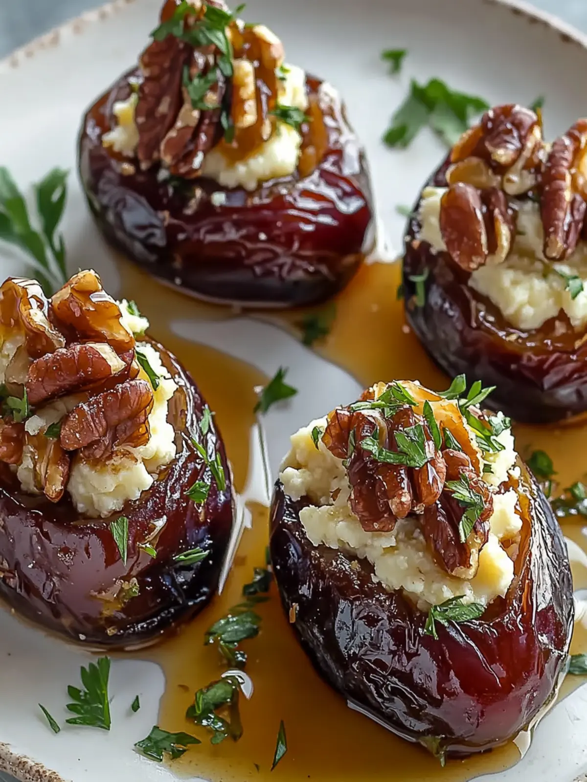 Gourmet Feta-Parmesan Stuffed Dates with Honey-Walnut Crunch 3 Feta-Parmesan Stuffed Dates with Honey-Walnut Crunch