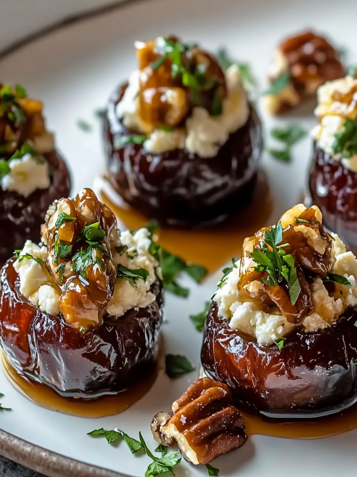 Gourmet Feta-Parmesan Stuffed Dates with Honey-Walnut Crunch 2 Feta-Parmesan Stuffed Dates with Honey-Walnut Crunch