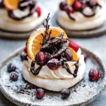 Mini Cranberry, Orange and Chocolate Pavlovas for a Festive Treat 8 Mini cranberry, orange and chocolate pavlovas