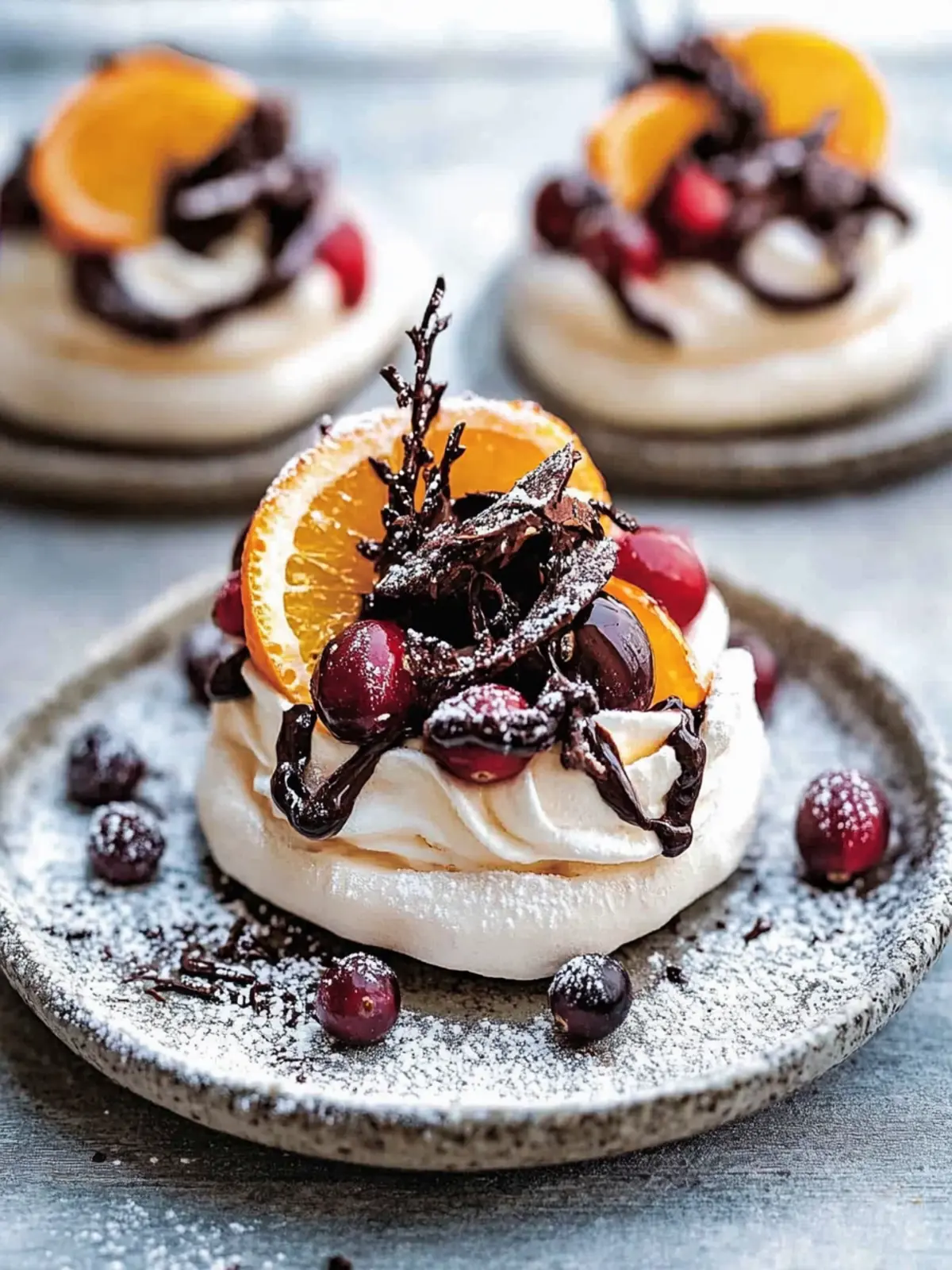Mini Cranberry, Orange and Chocolate Pavlovas for a Festive Treat 5 Mini cranberry, orange and chocolate pavlovas