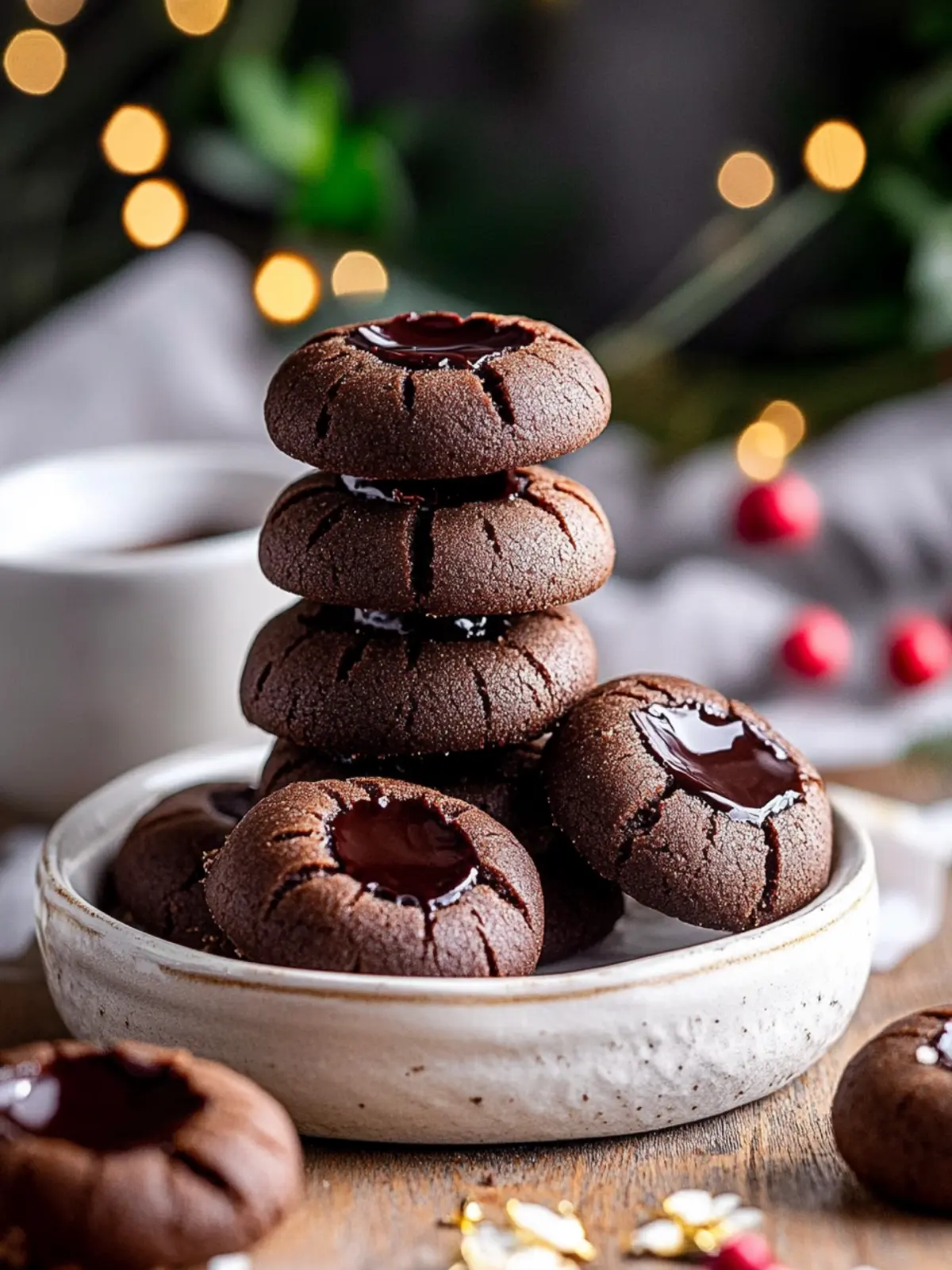 Irresistible Chocolate Thumbprint Cookies with Ganache Filling 3 Chocolate Thumbprint Cookies