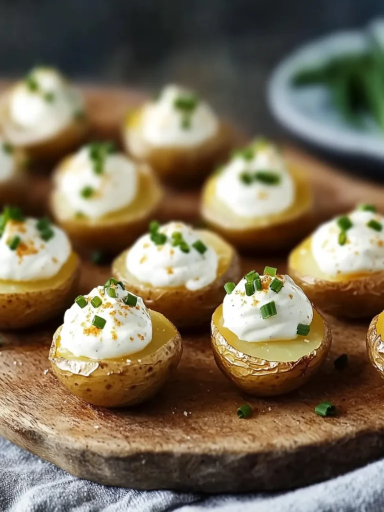 Irresistible Mini Baked Potatoes with Creamy Chive Topping