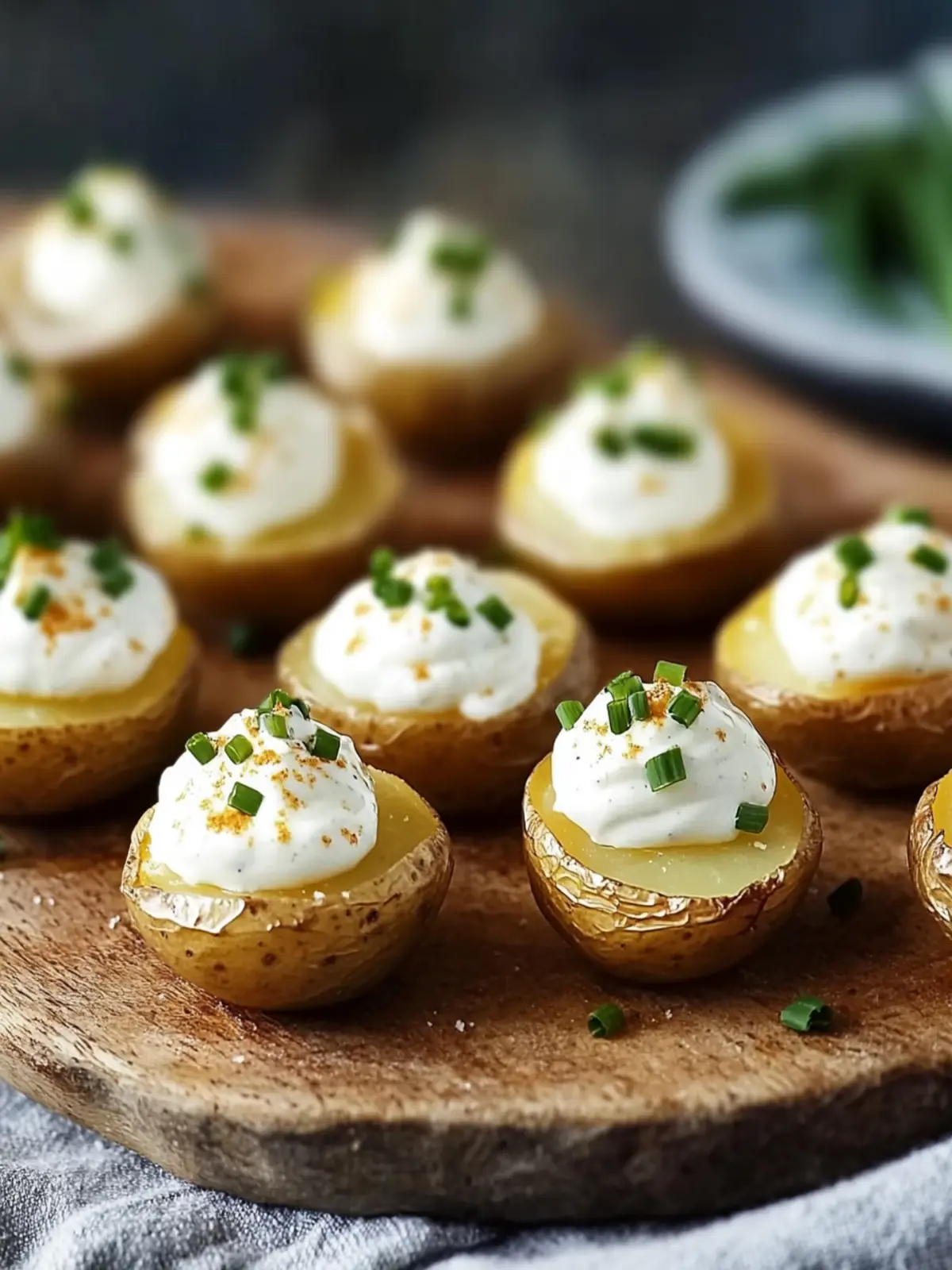 Irresistible Mini Baked Potatoes with Creamy Chive Topping