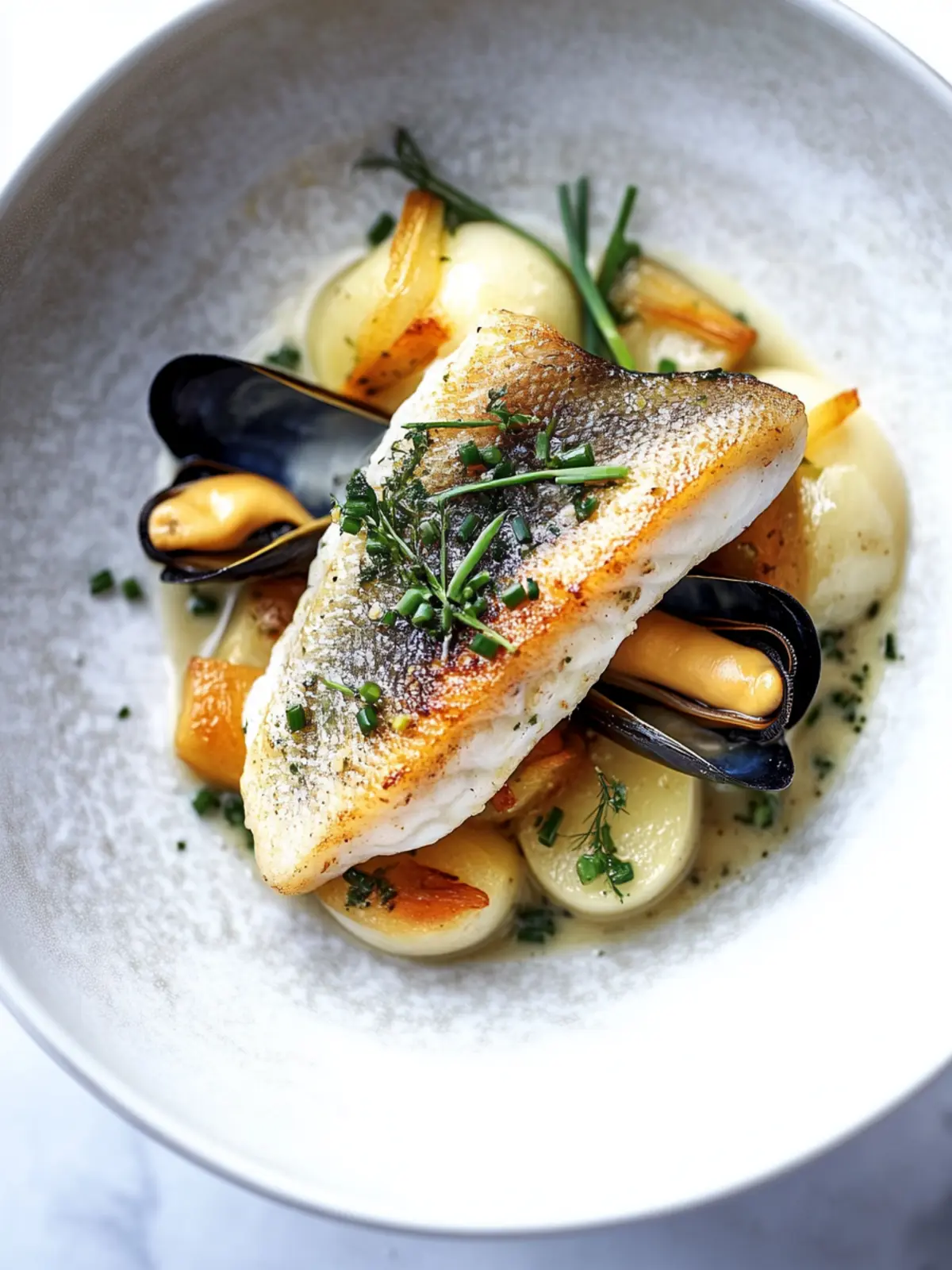 Elevate Dinner with Pan-Fried John Dory and Norfolk Mussels 2 Pan-fried John Dory with Norfolk mussels, celeriac, apples and chives