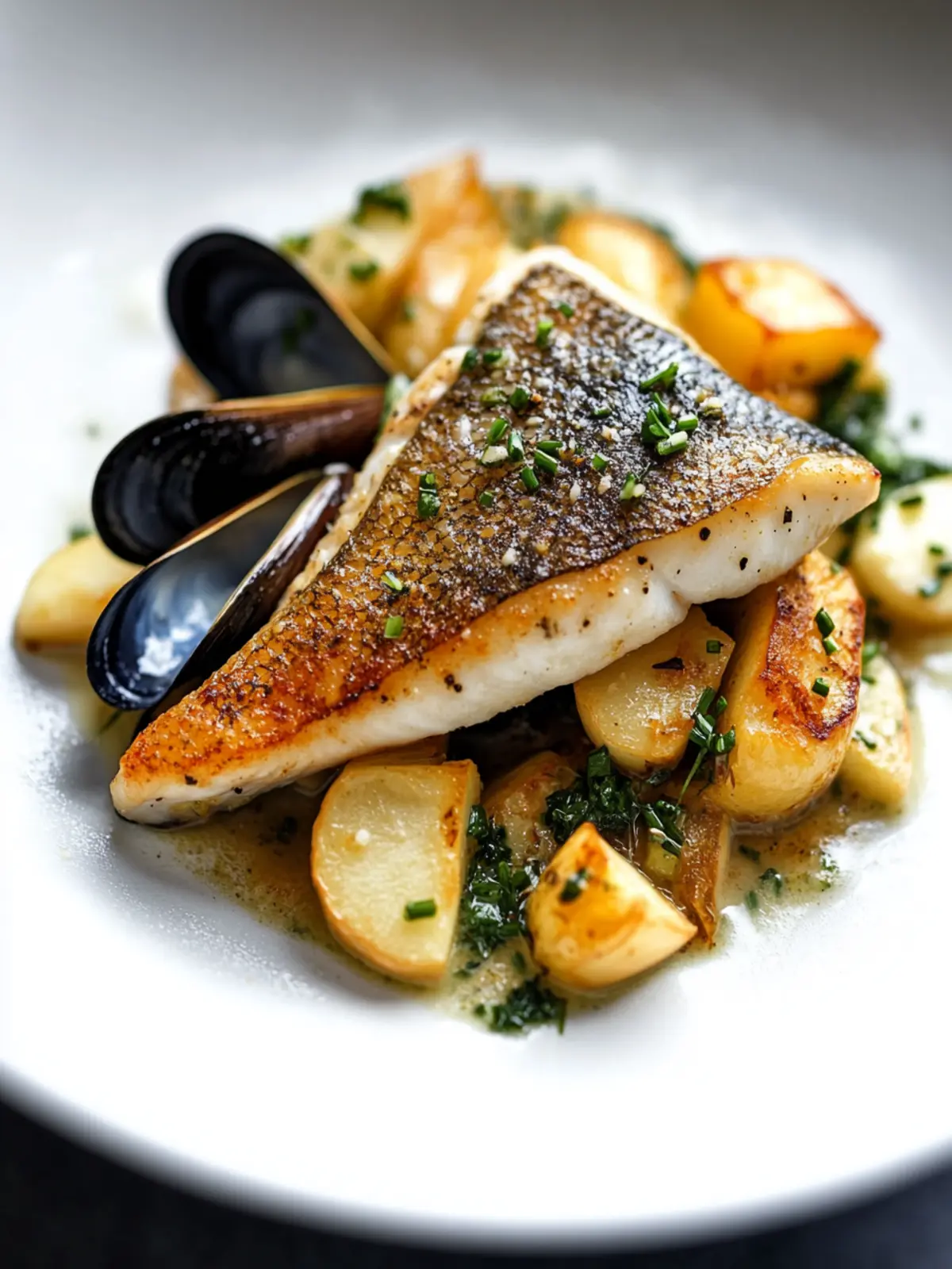 Elevate Dinner with Pan-Fried John Dory and Norfolk Mussels 5 Pan-fried John Dory with Norfolk mussels, celeriac, apples and chives