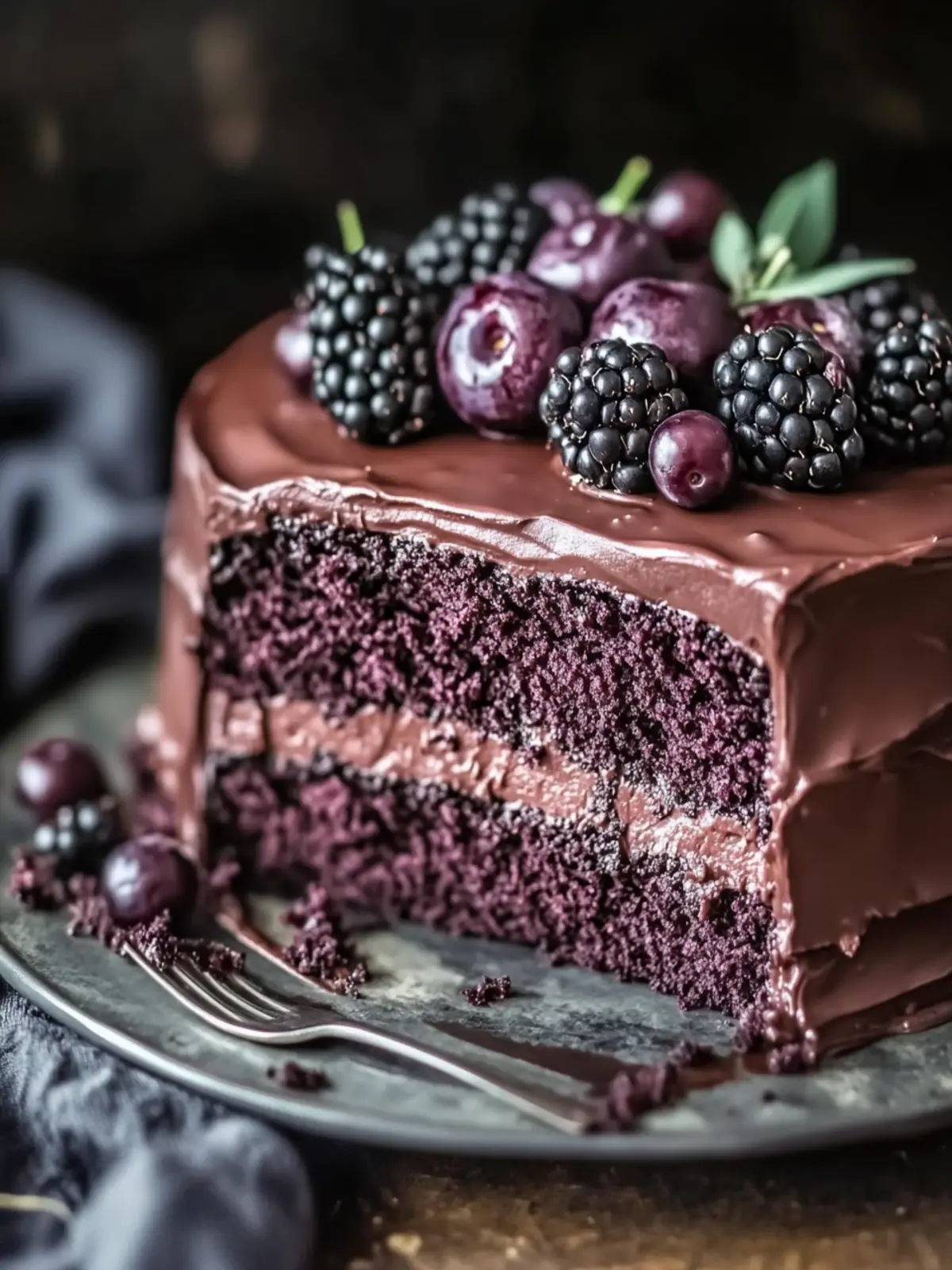 Dark Romance Chocolate Blackberry Cake