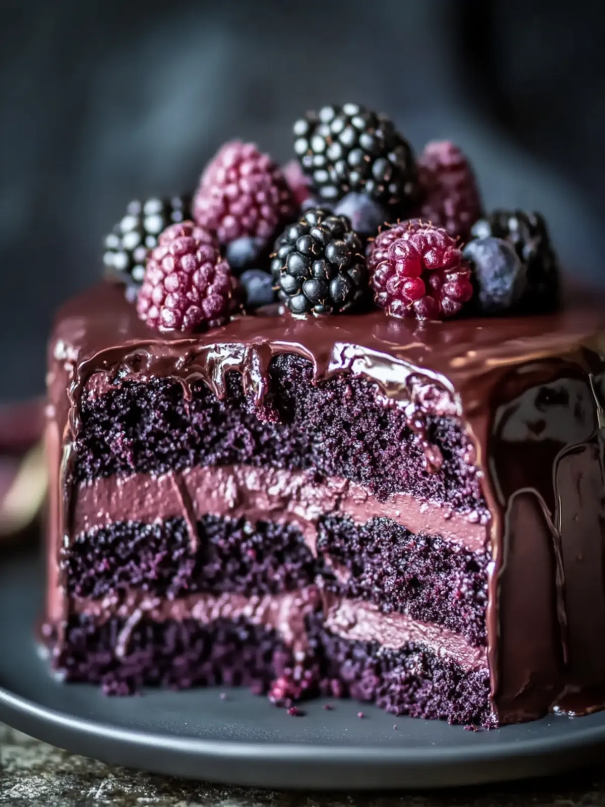 Dark Romance Chocolate Blackberry Cake