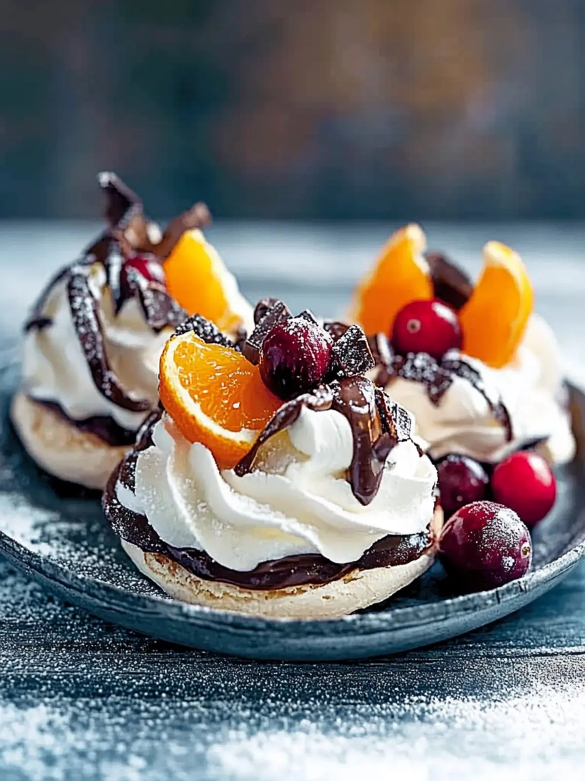 Mini Cranberry, Orange and Chocolate Pavlovas for a Festive Treat 2 Mini cranberry, orange and chocolate pavlovas