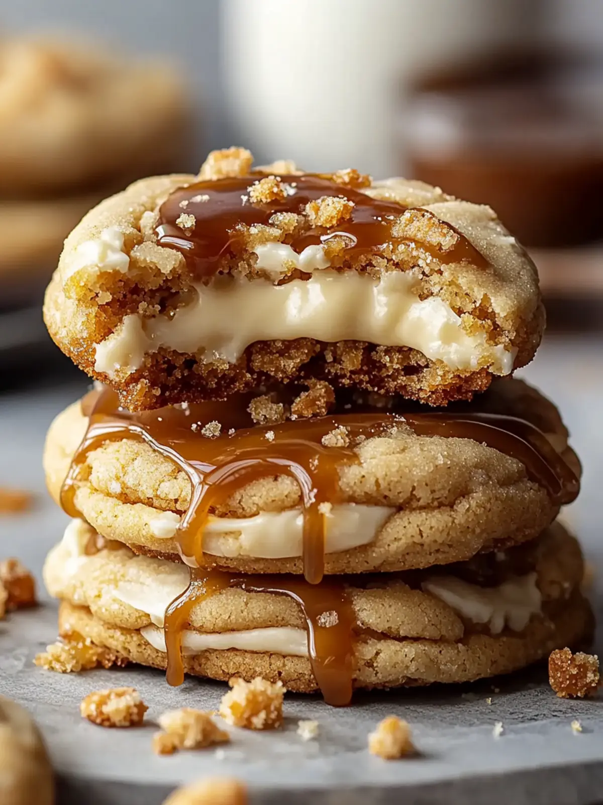Crumbl Salted Caramel Cheesecake Cookies