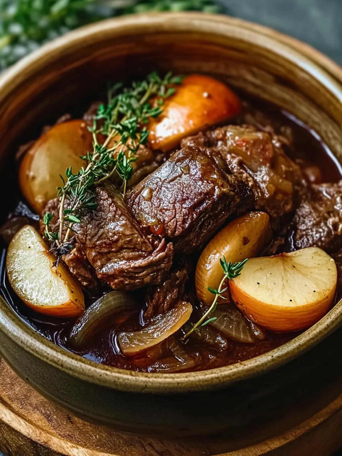 Cider-Braised Beef With Apples & Onions